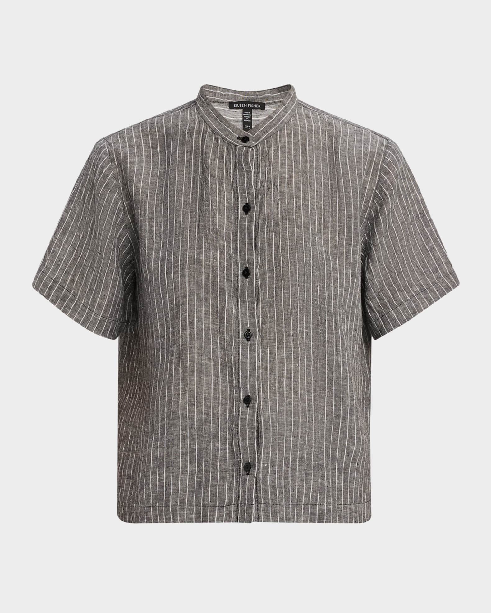 Boxy Striped Organic Linen Shirt 0