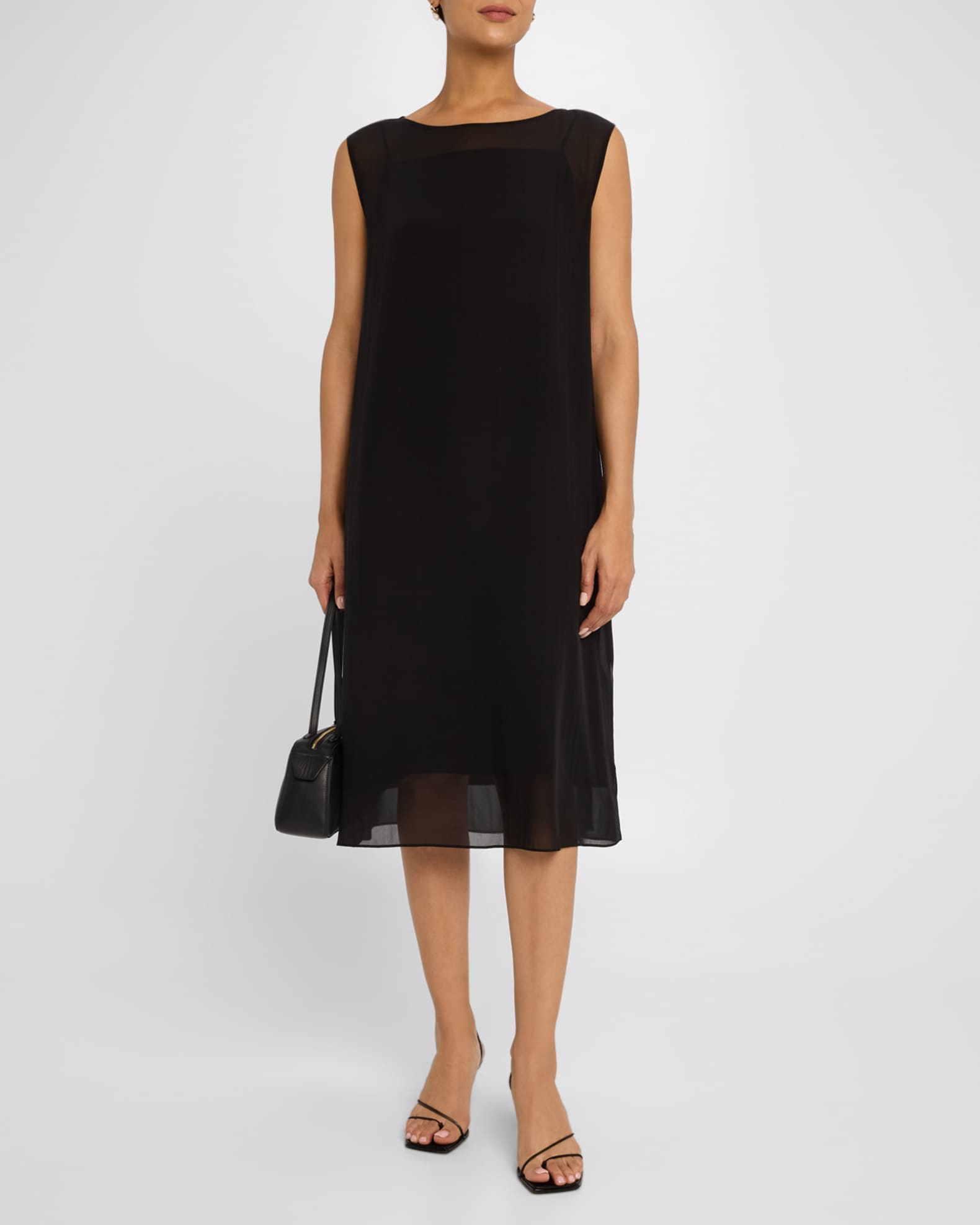 Bateau-Neck Sheer Silk Georgette Midi Dress 1
