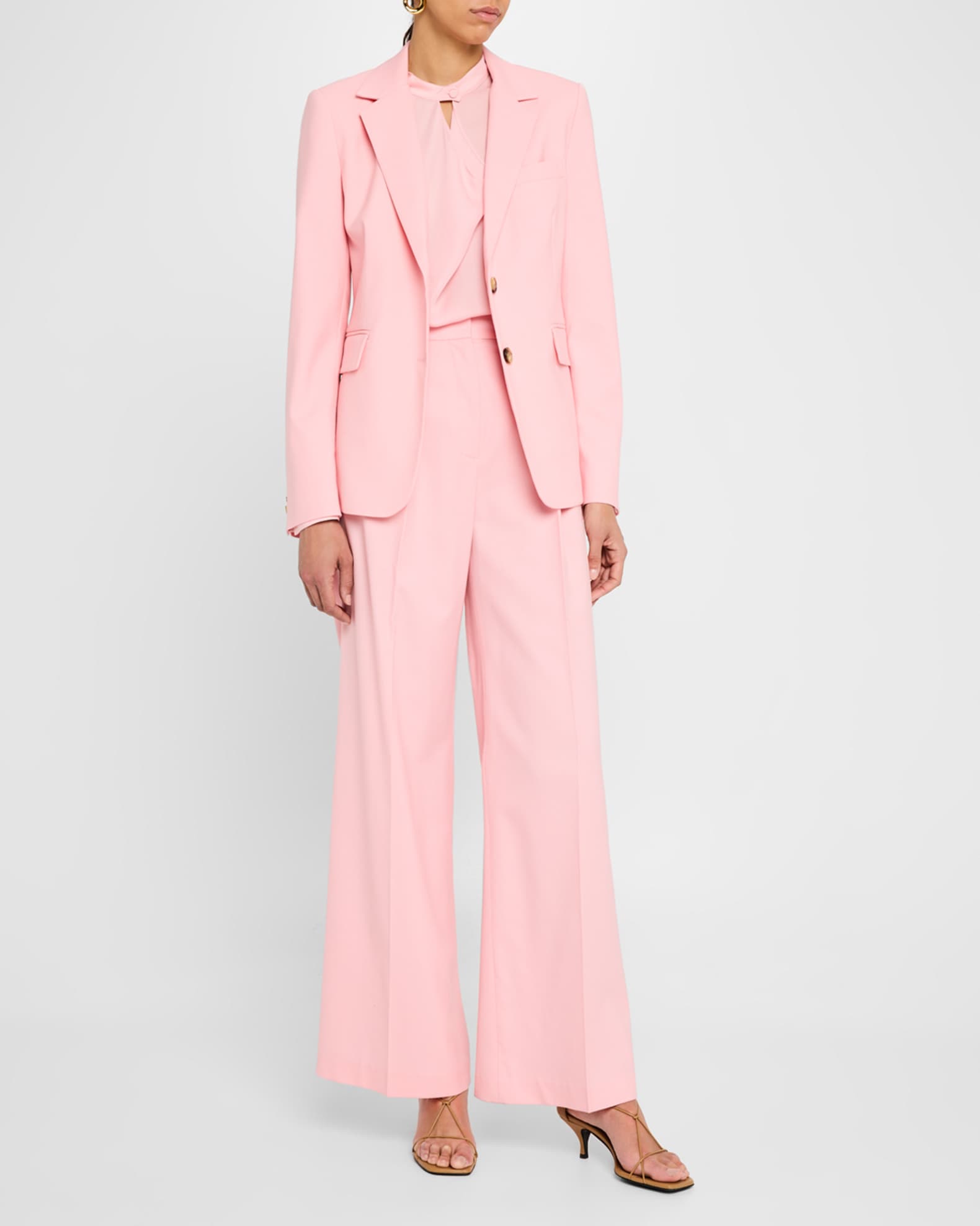 Pleated Wide-Leg Seasonless Wool Trousers 1