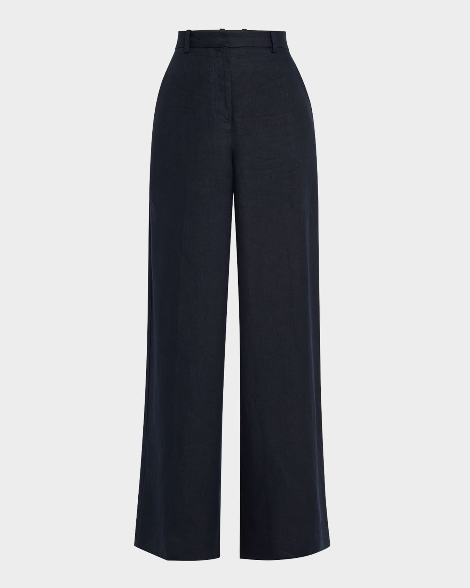 Park Wide-Leg Basketweave Linen Trousers 0