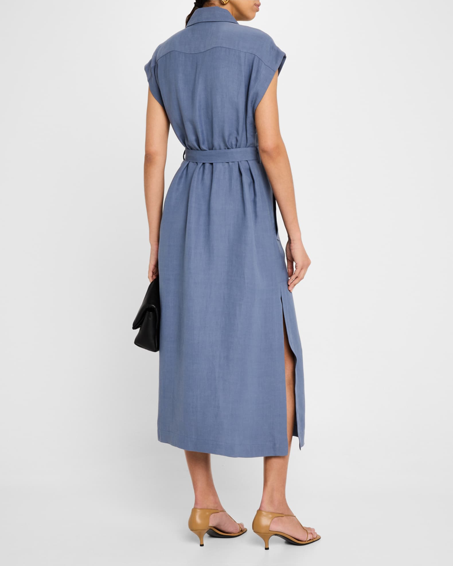 ARGENT Double-Breasted Twill Trench Midi Dress | Neiman Marcus