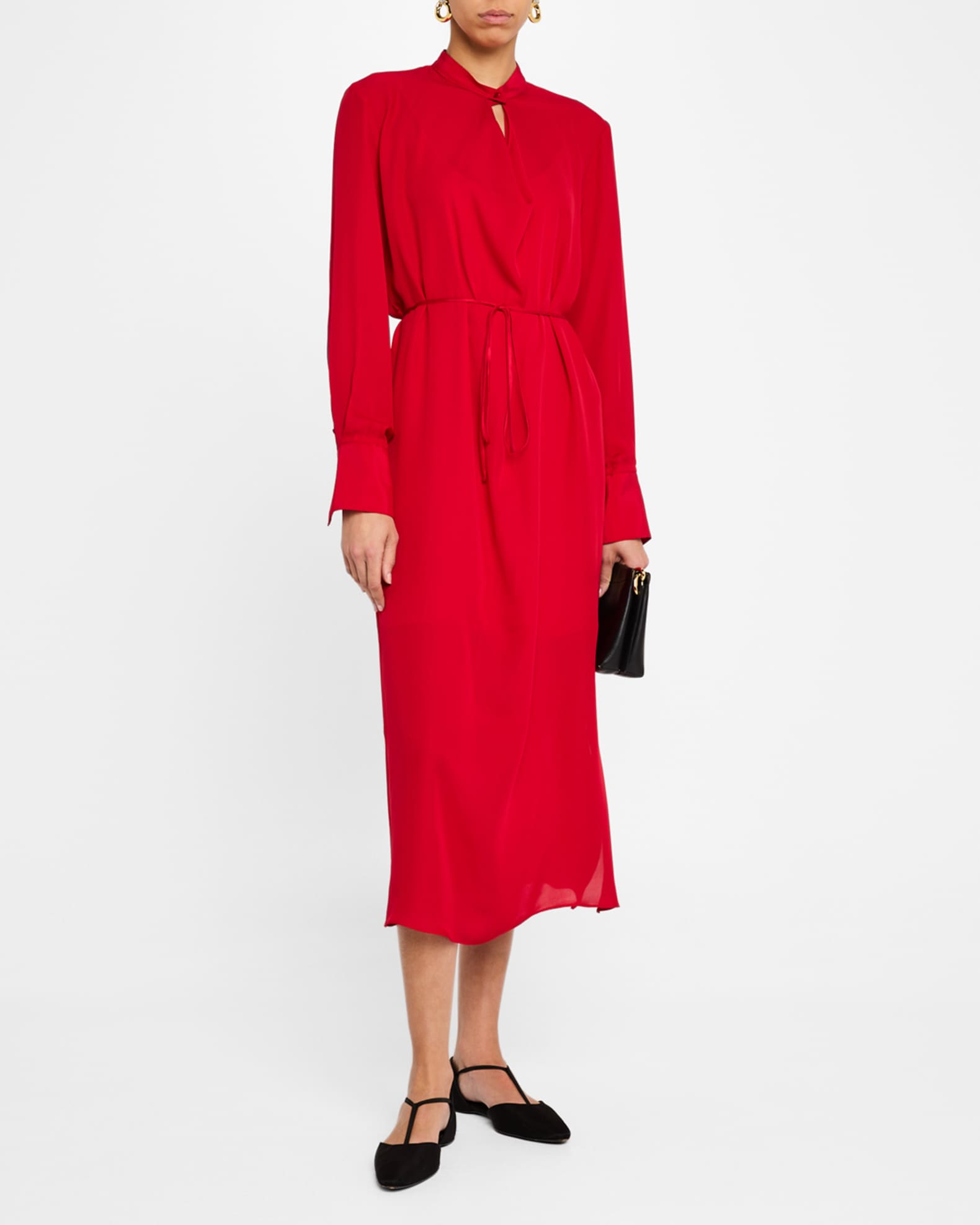 Cutout Silk Double Georgette Midi Dress 1