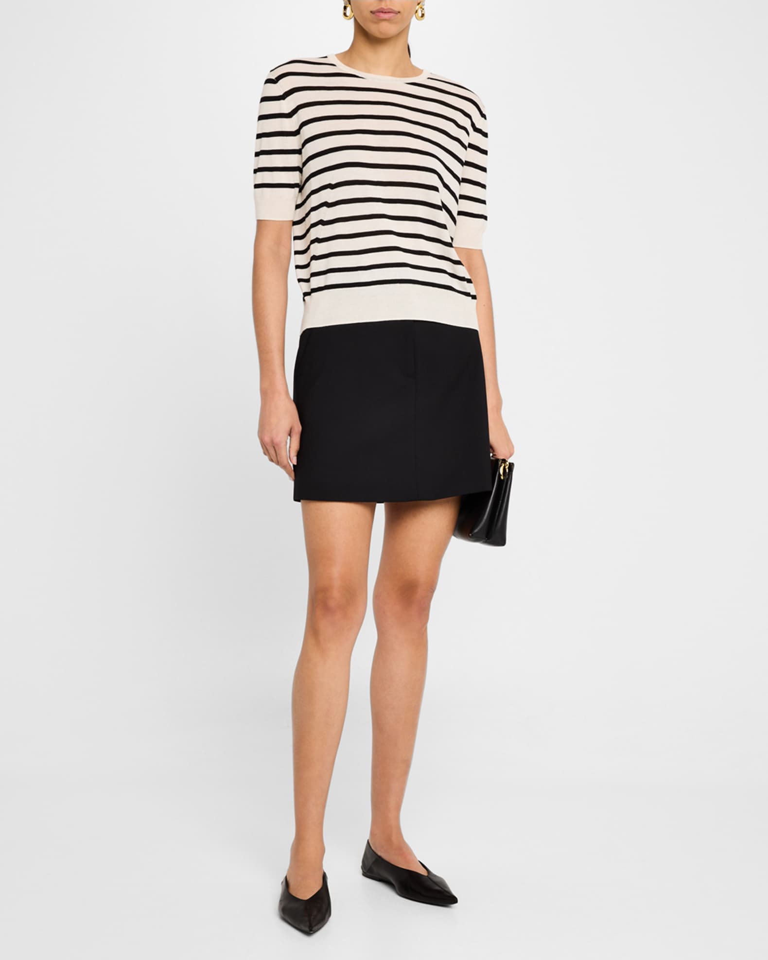 Striped Wool-Silk Knit Top 1
