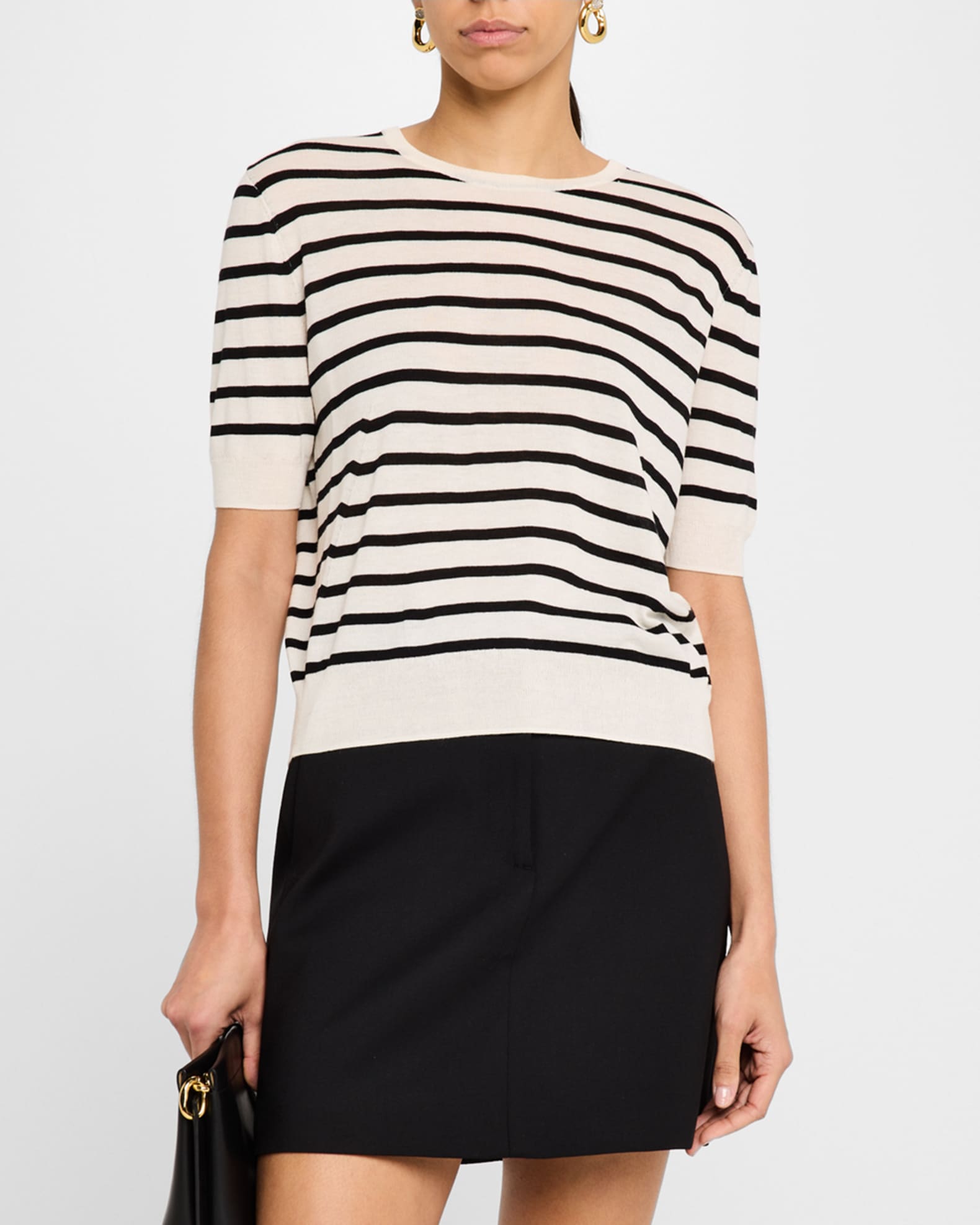 Silky Knit and Mesh Straight Top main image 1