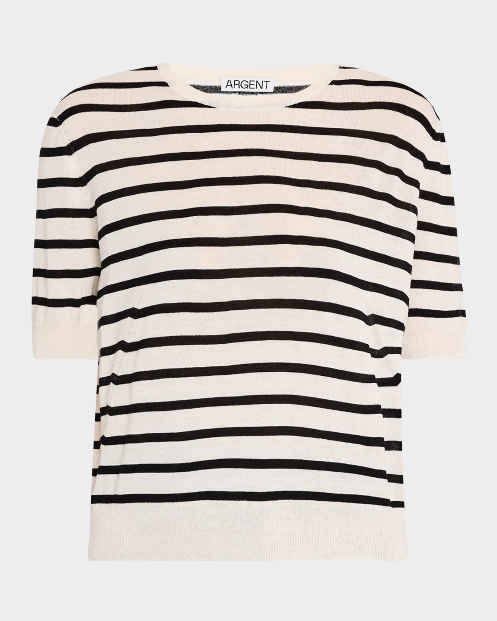 Striped Wool-Silk Knit Top 0