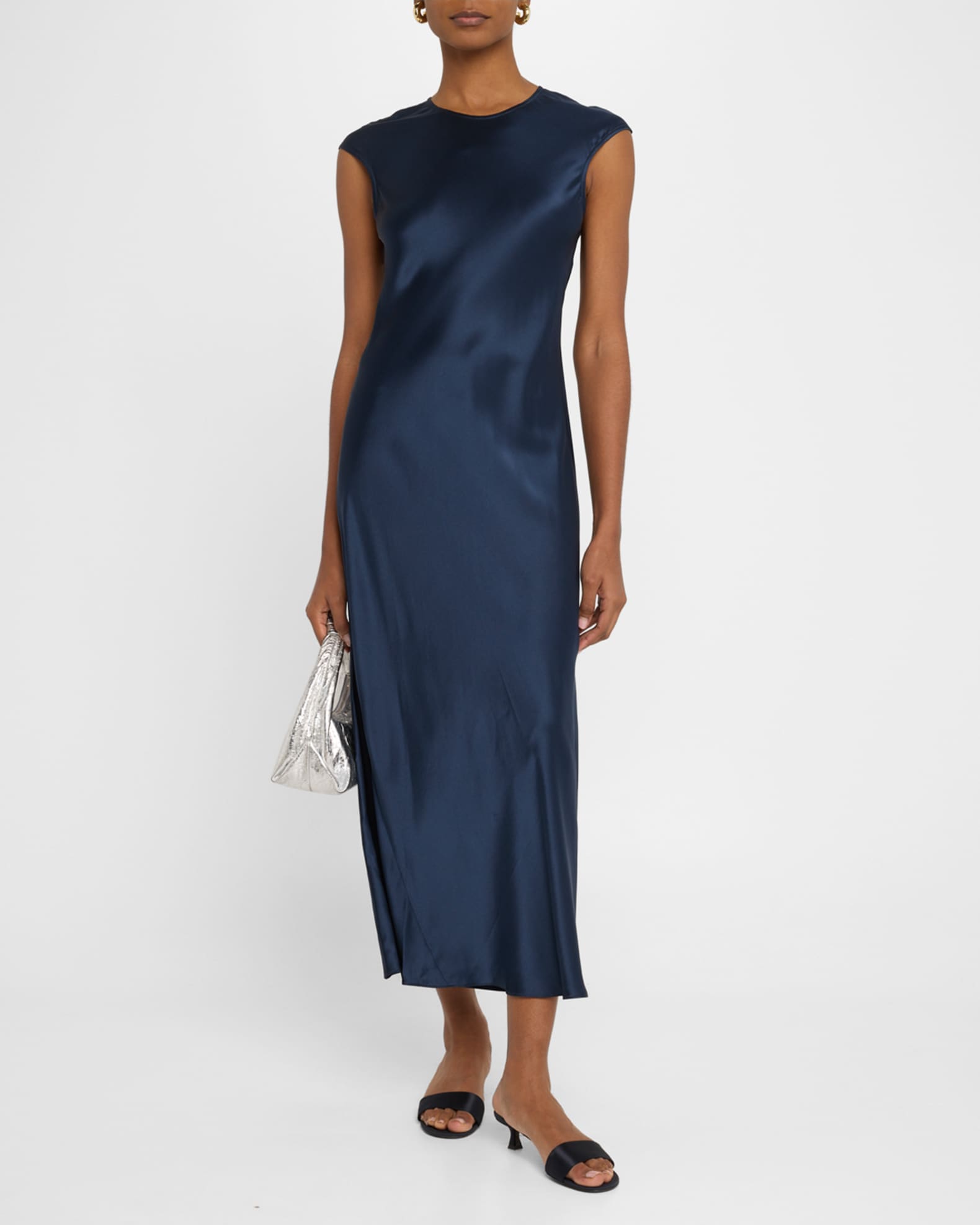 Cap-Sleeve Silk Charmeuse Maxi Dress 1