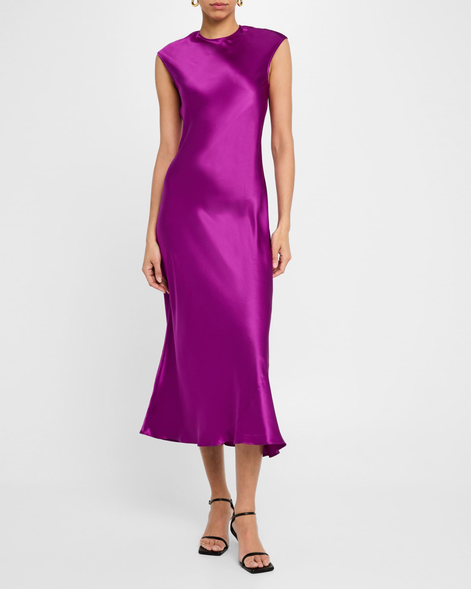 Cap-Sleeve Silk Charmeuse Maxi Dress 1