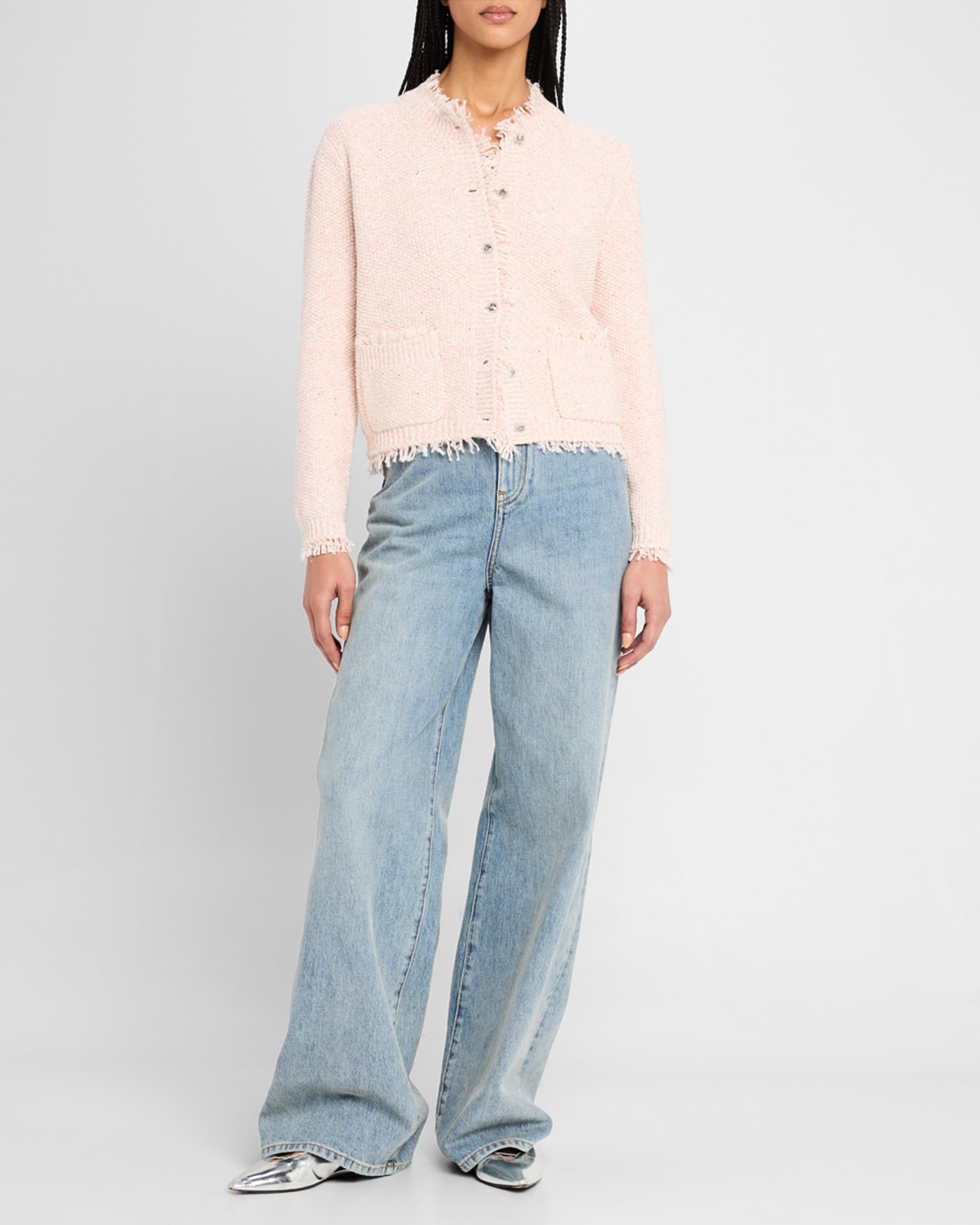 Emorie Fringe-Trim Tweed Knit Jacket 1