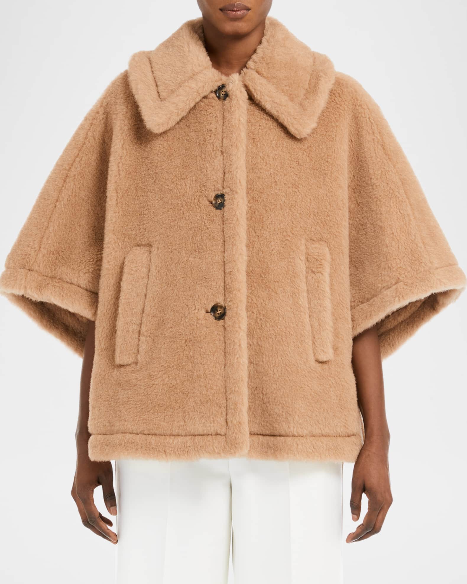 Max Mara Wool-Blend Tenebre 4 Wrap Poncho | Neiman Marcus