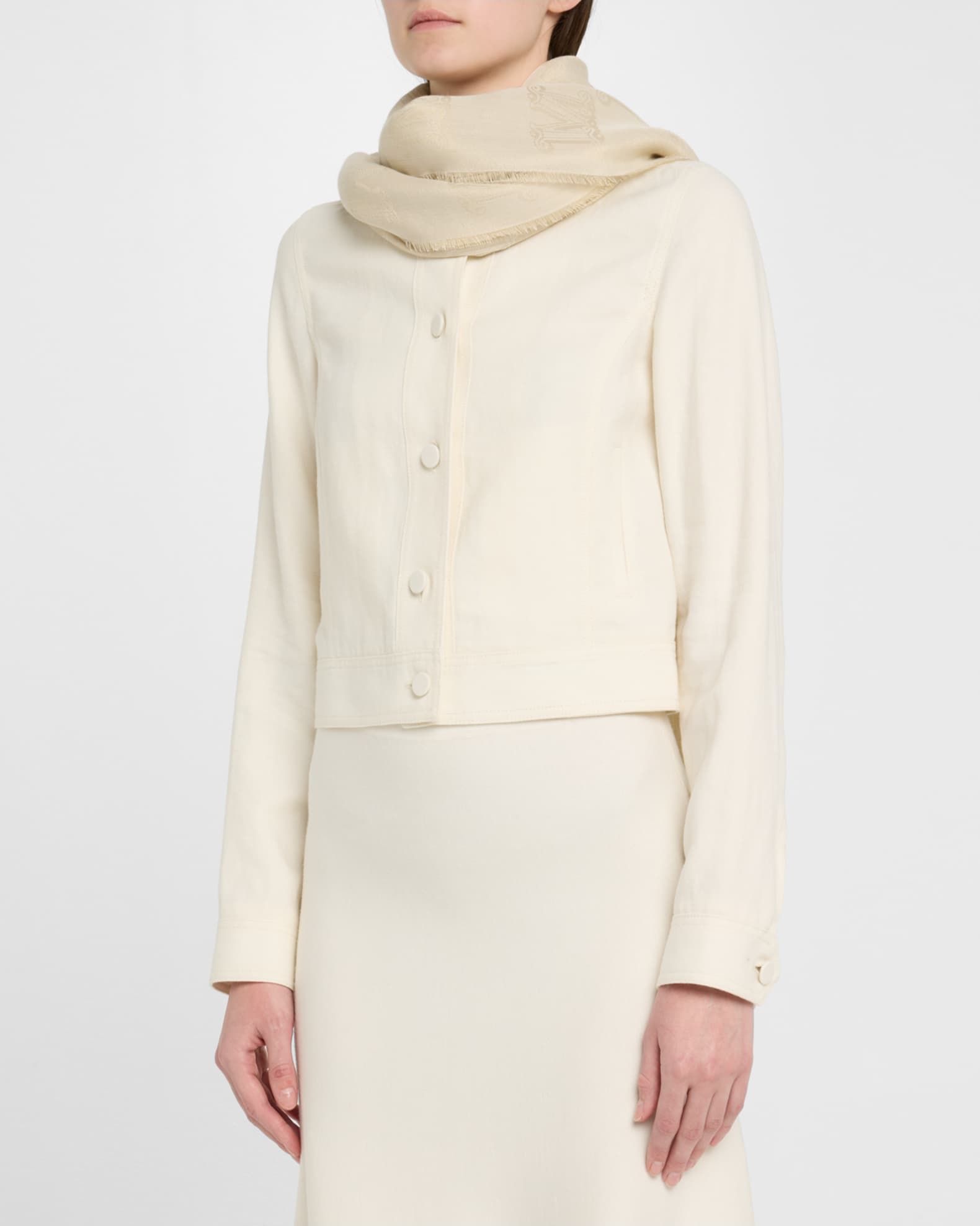 スカーフ MAX MARA BEIGE VISCOSE BLEND WHISKY SCARF Max Mara Viscose blend whisky scarf | The Fashion Square