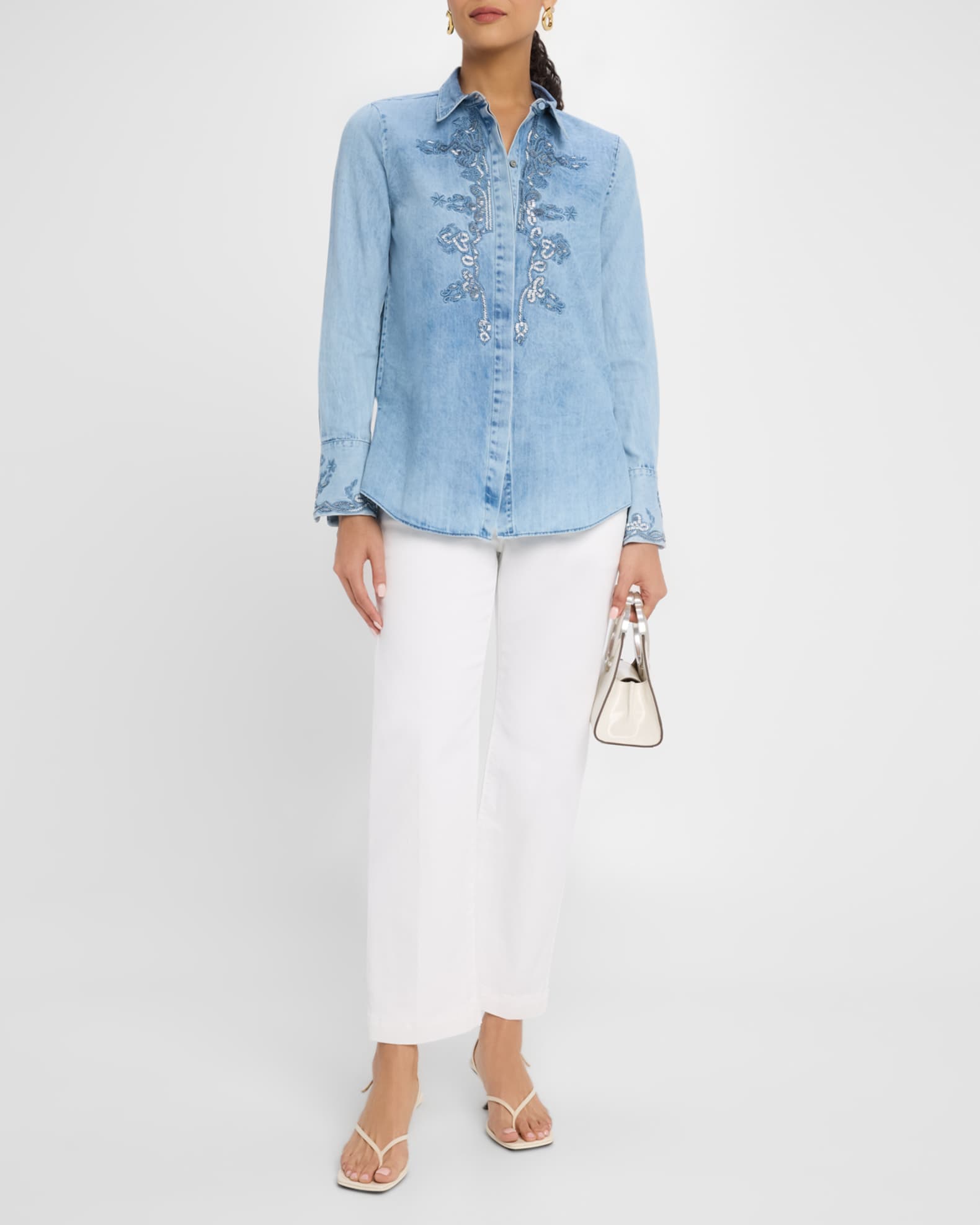Imara Beaded Embroidered Denim Blouse 1