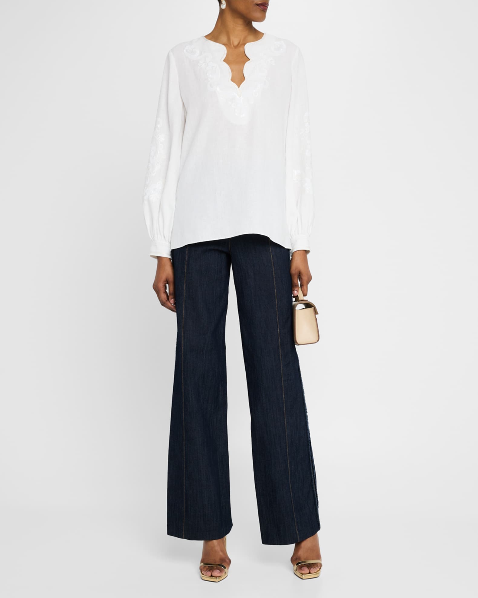 Soraya Sequin Embroidered Linen Blouse 1