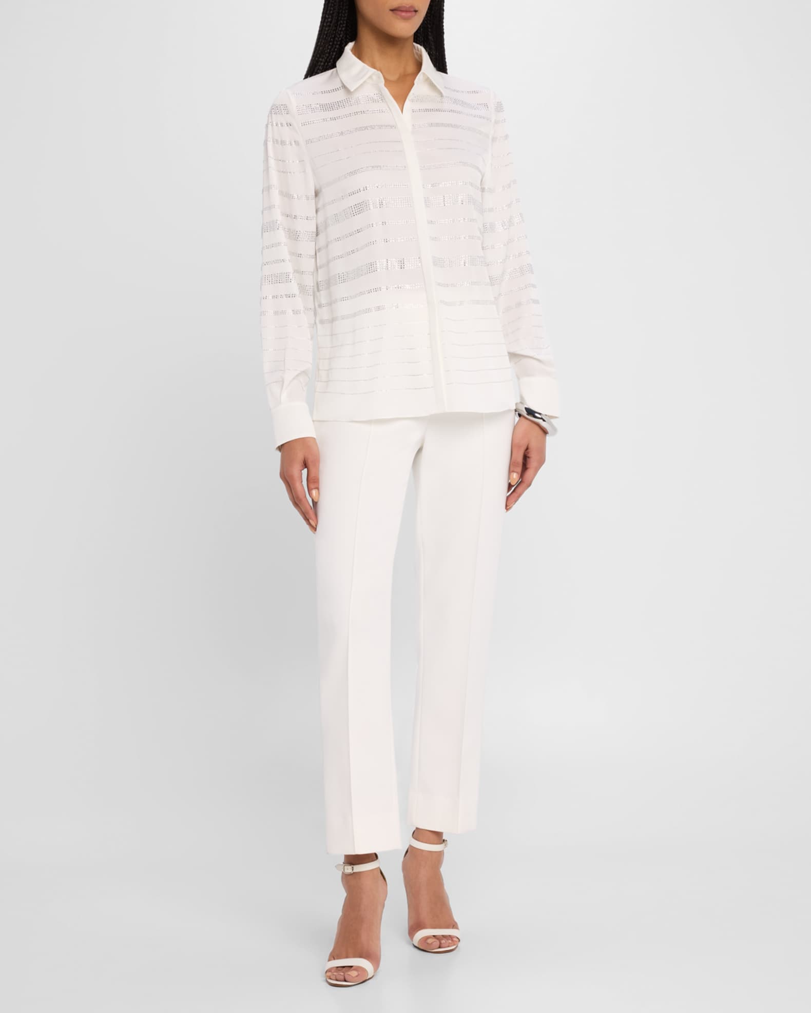 Korry Rhinestone Striped Blouse 1