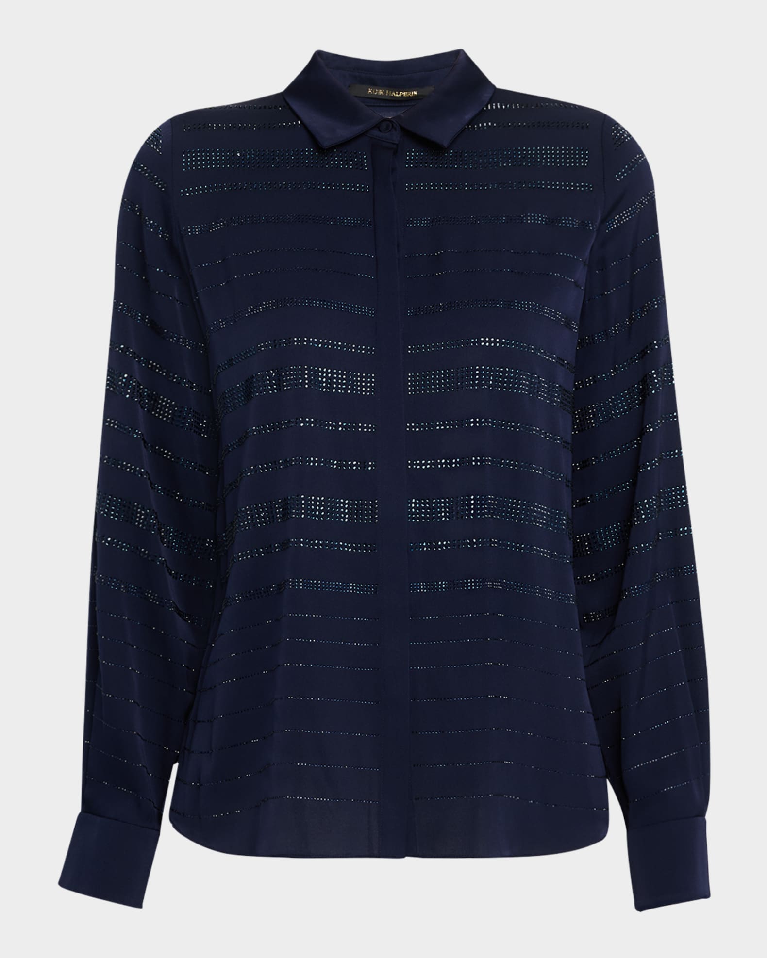 Korry Rhinestone Striped Blouse 0