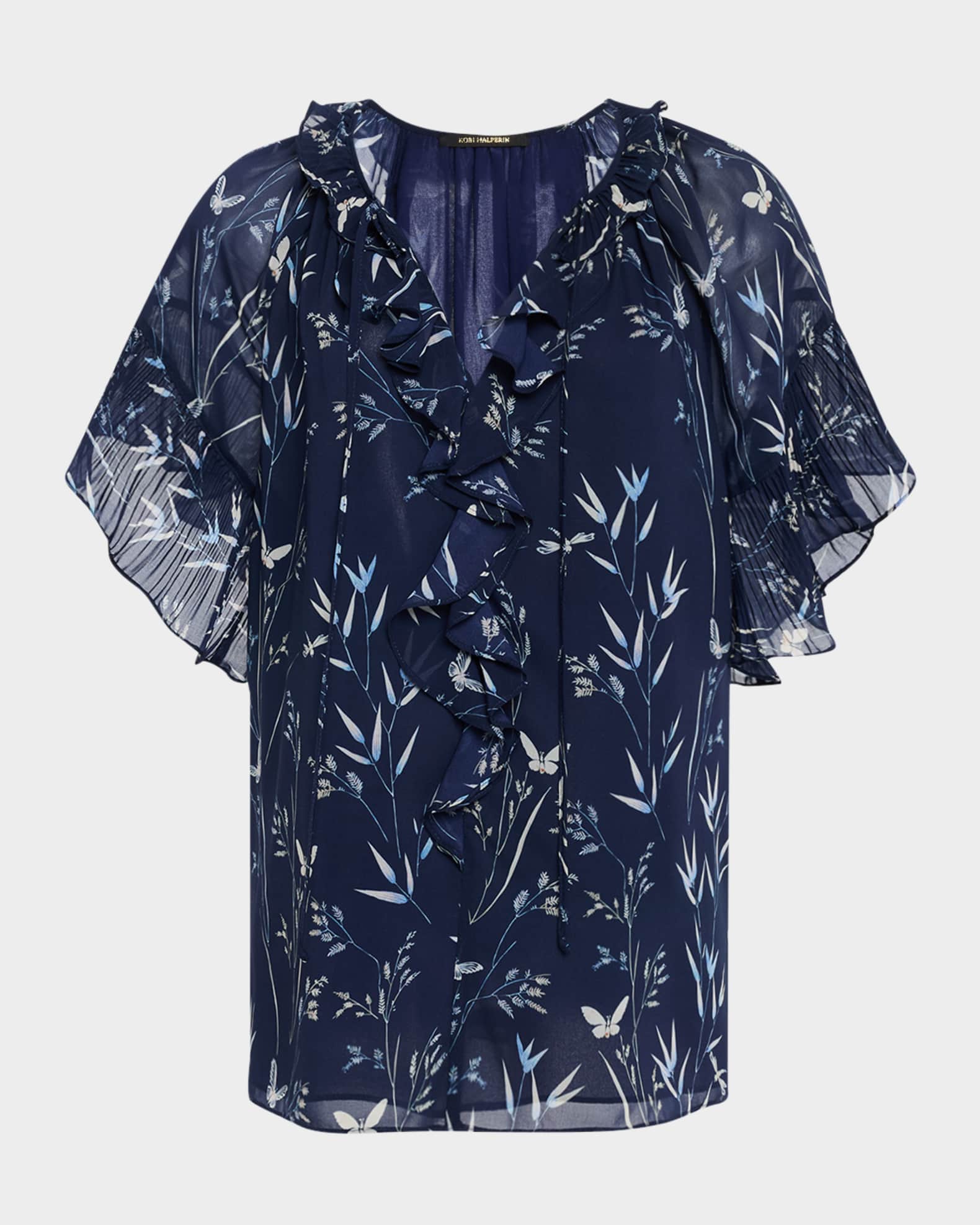 Prism Floral-Print Ruffle Blouse 0