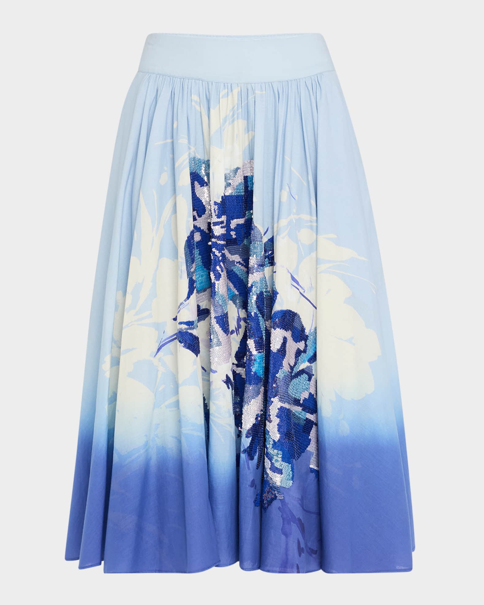 Kobi Halperin Selwyn Ombre Sequin Floral-Print Midi Skirt | Neiman