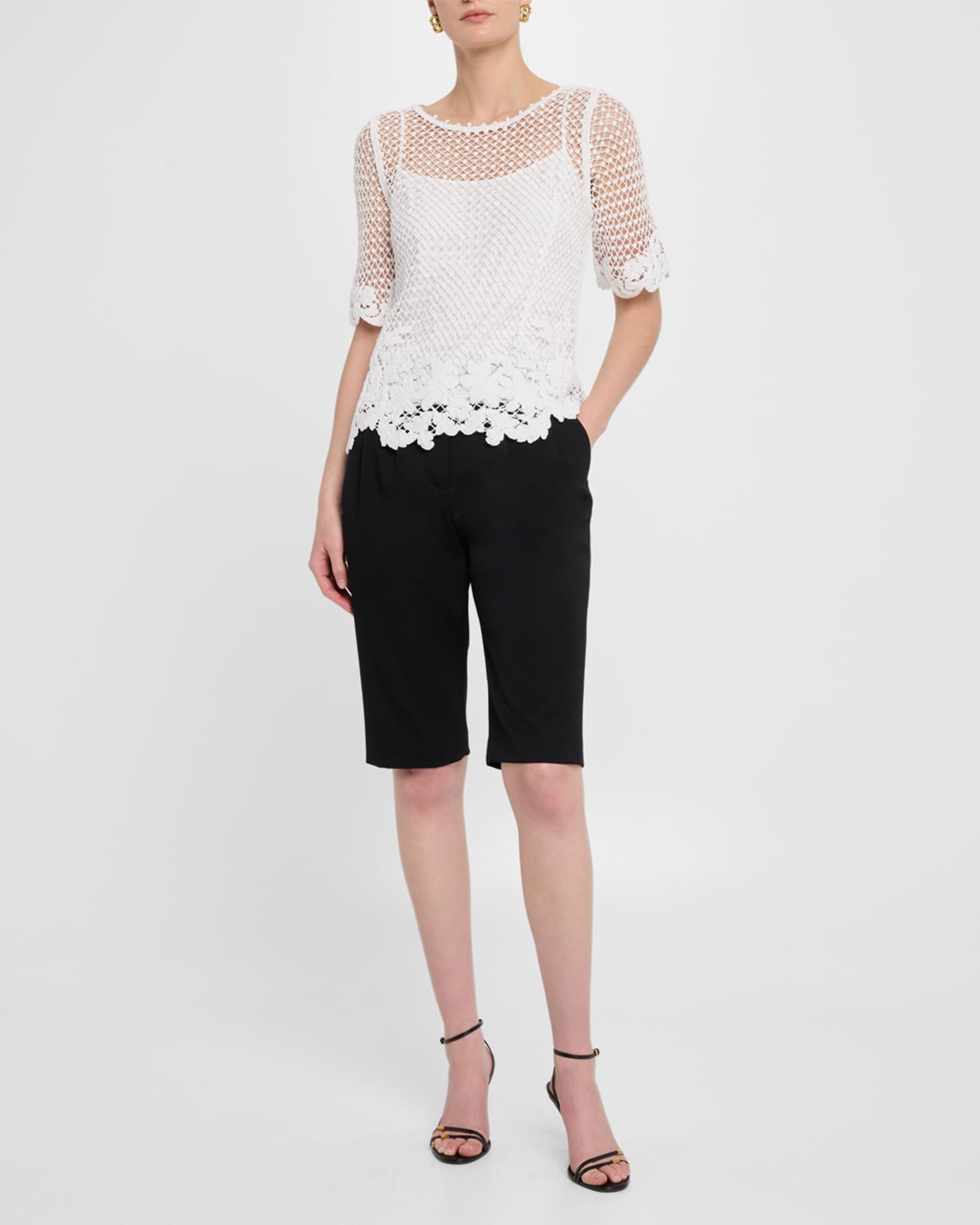 Sylvs Floral Crochet Rosette Net Blouse 1