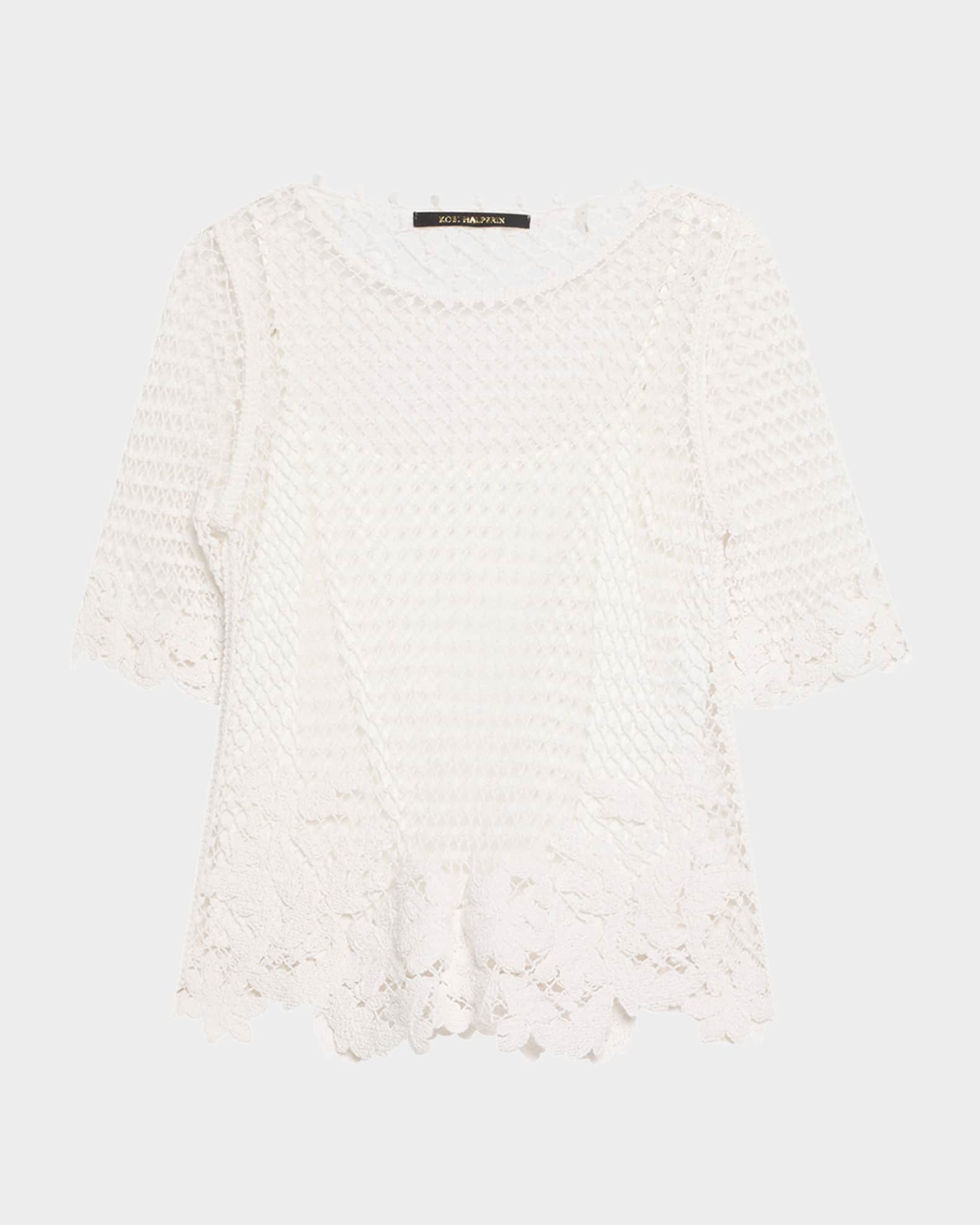 Sylvs Floral Crochet Rosette Net Blouse 0