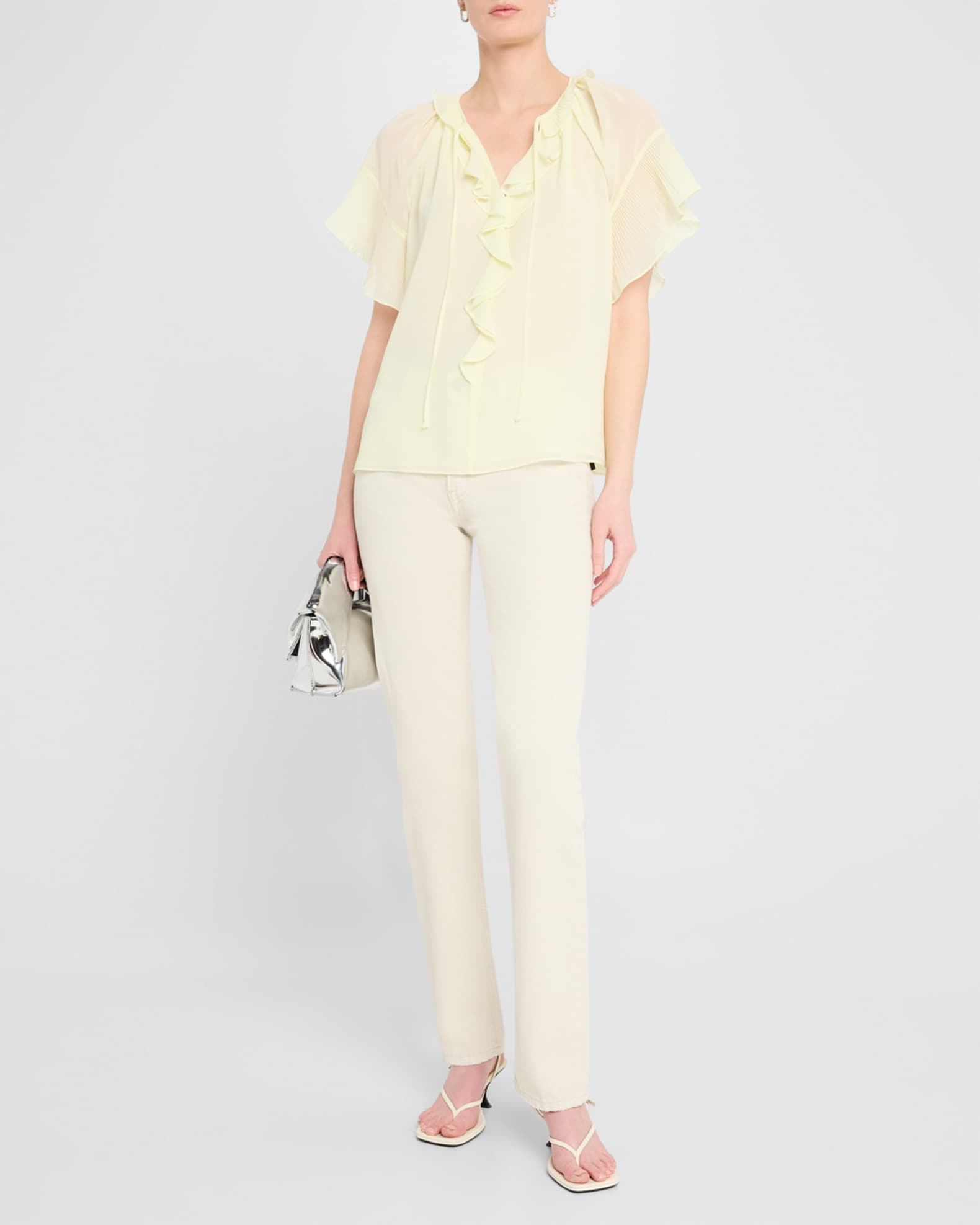 Vale Raglan-Sleeve Ruffle Blouse 1