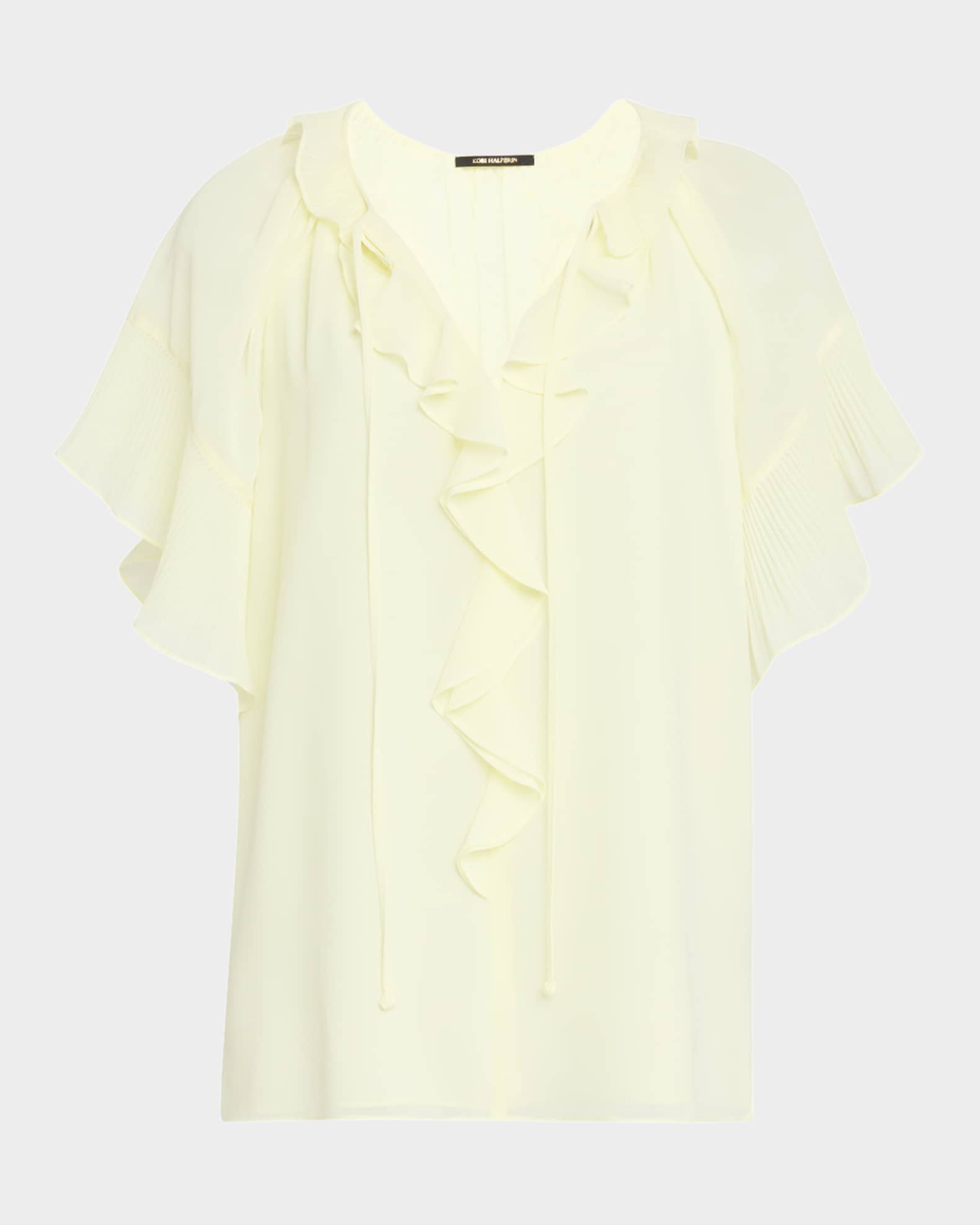 Vale Raglan-Sleeve Ruffle Blouse 0