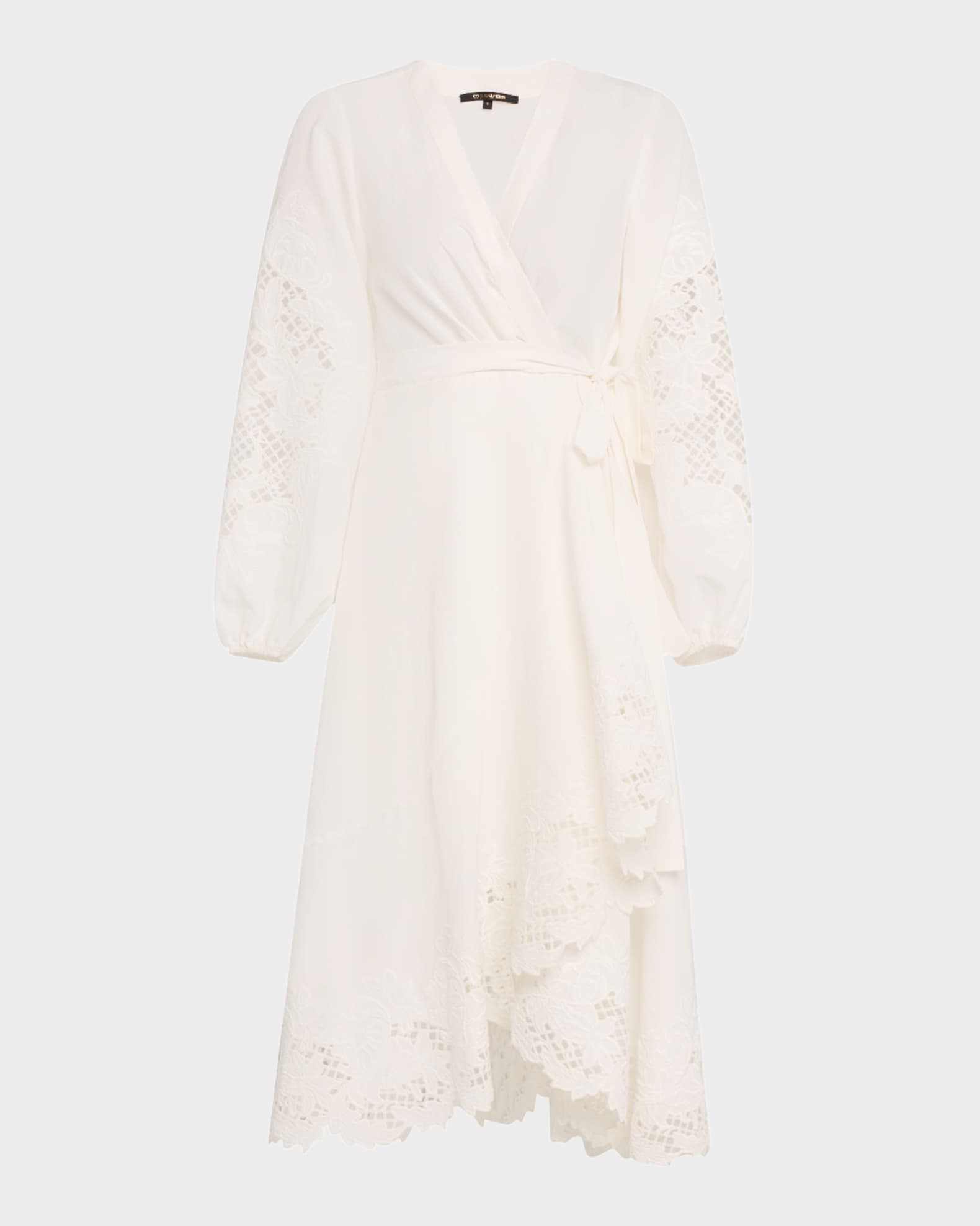 Kobi Halperin Sigal Embroidered Lace-Inset Midi Wrap Dress