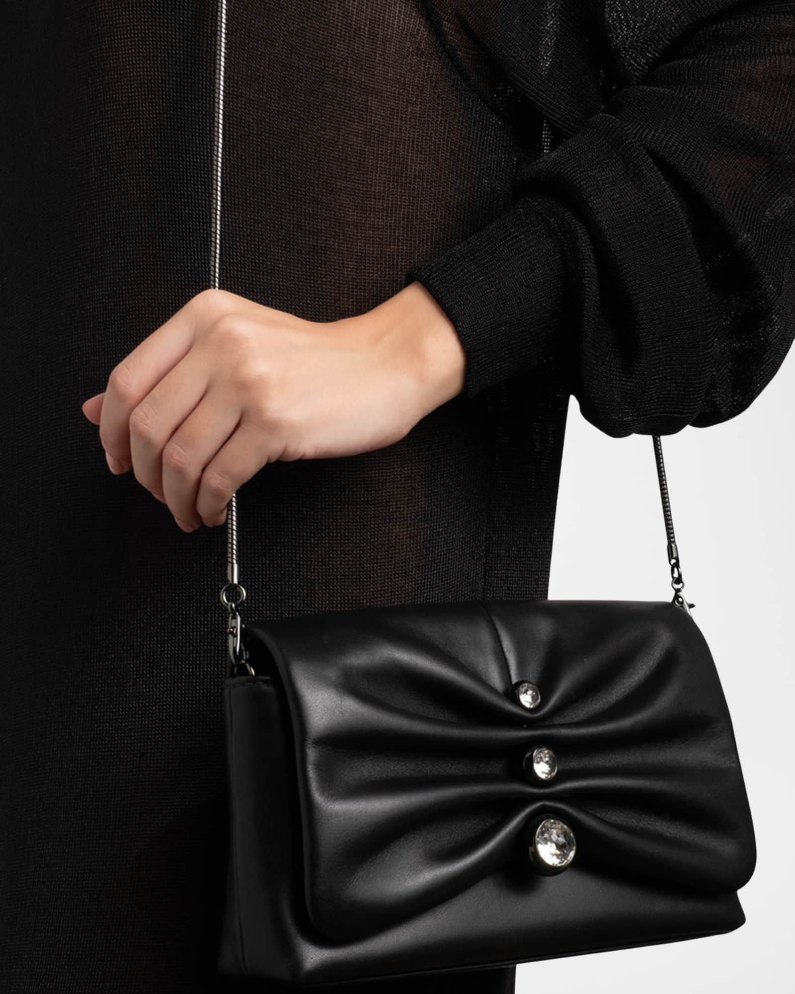 Molton Crystal Ruched Leather Crossbody Bag 1