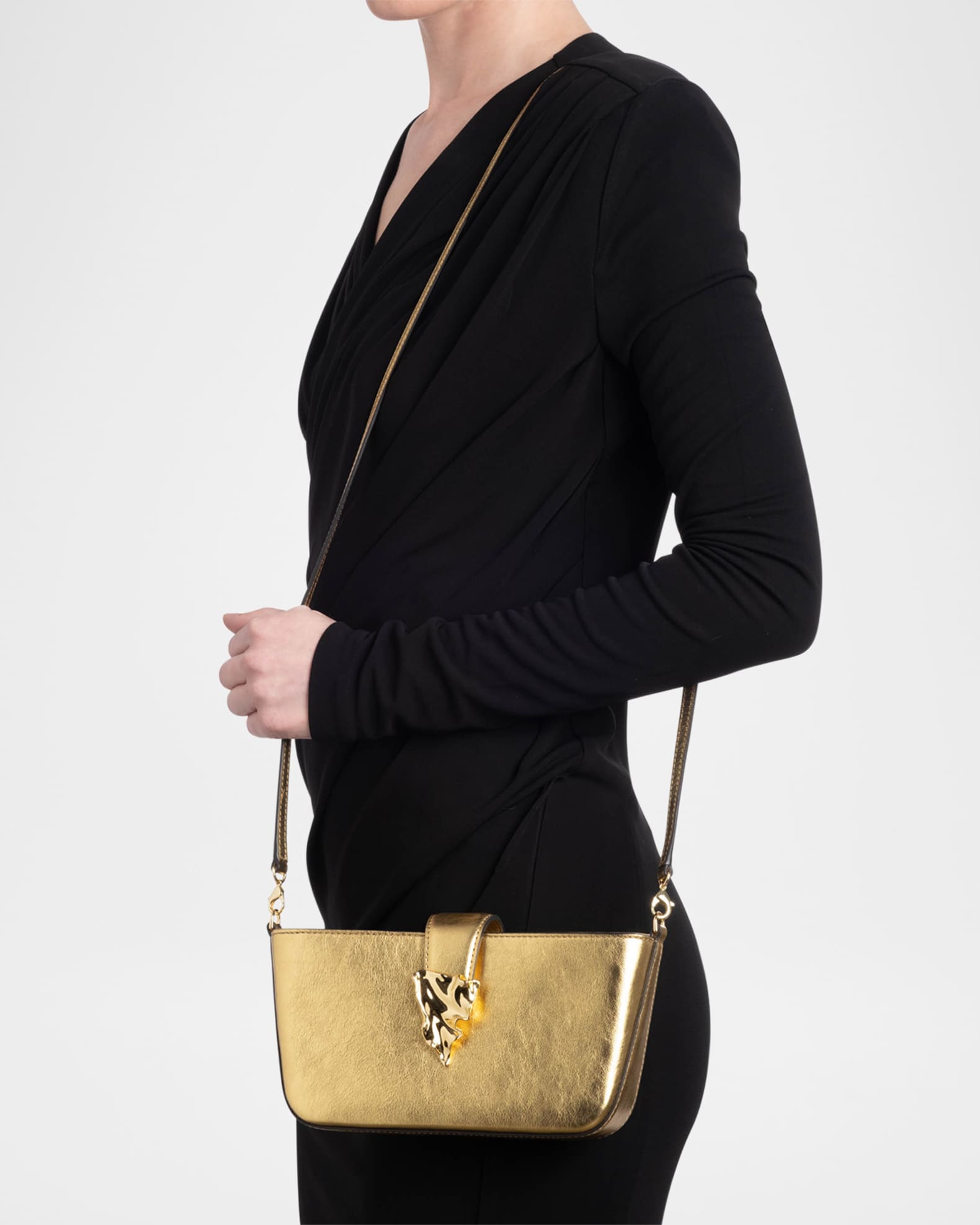 The Crumple Metallic Leather Crossbody Bag  1