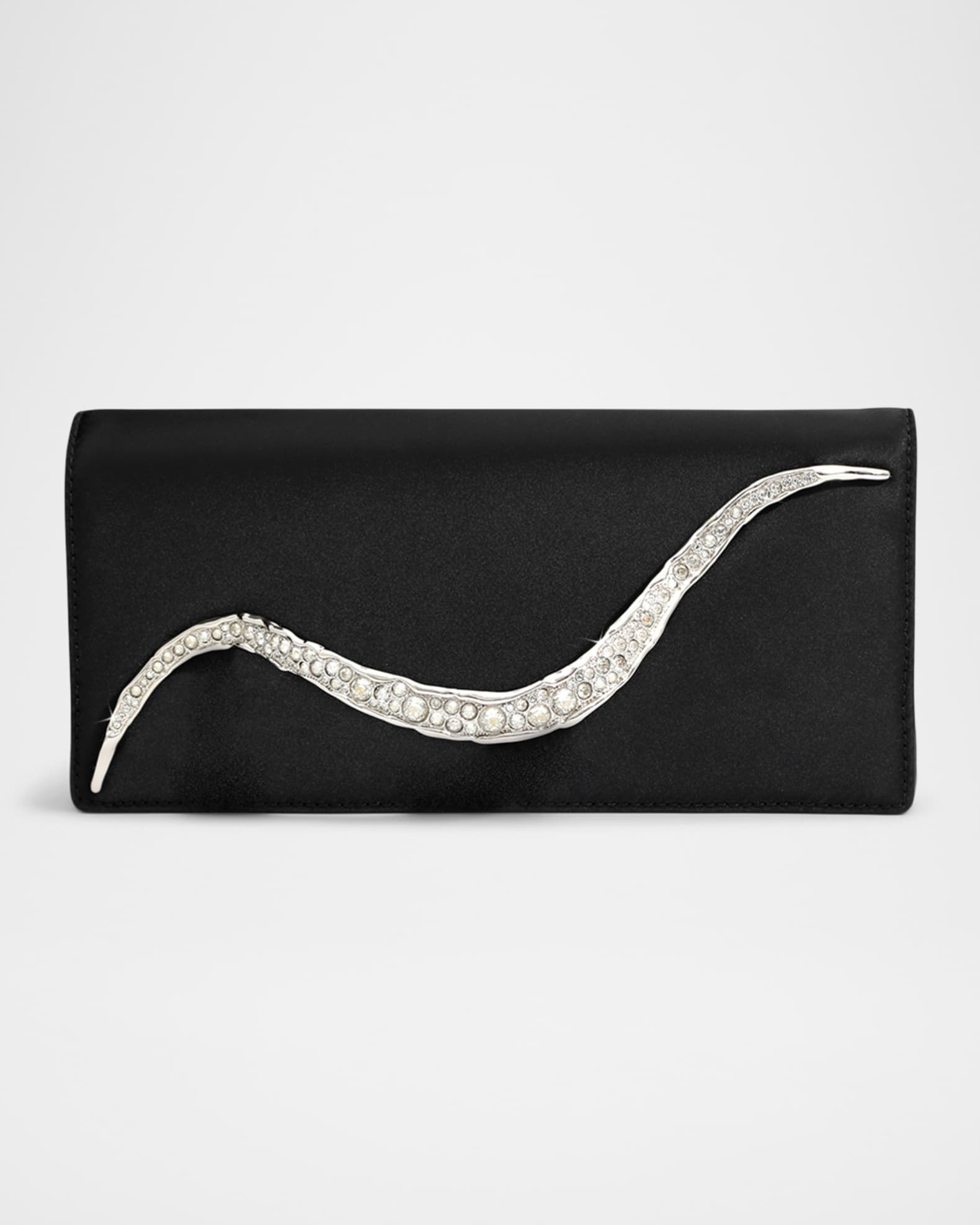 Crystal Curve Recycled Satin Clutch Bag 0