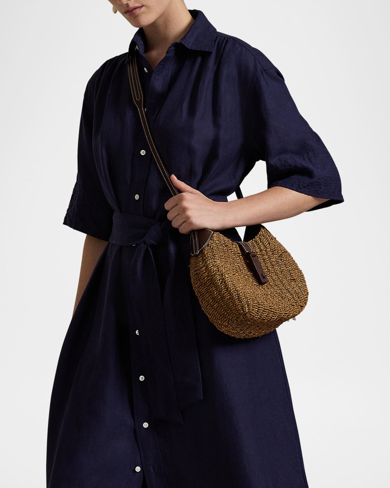 Polo Ralph Lauren Belted Silk-Blend Shirtdress | Neiman Marcus