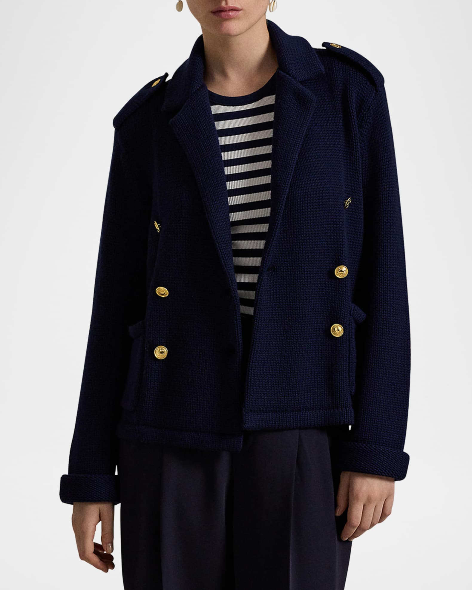Polo Ralph Lauren Double-Breasted Wool Sweater Blazer