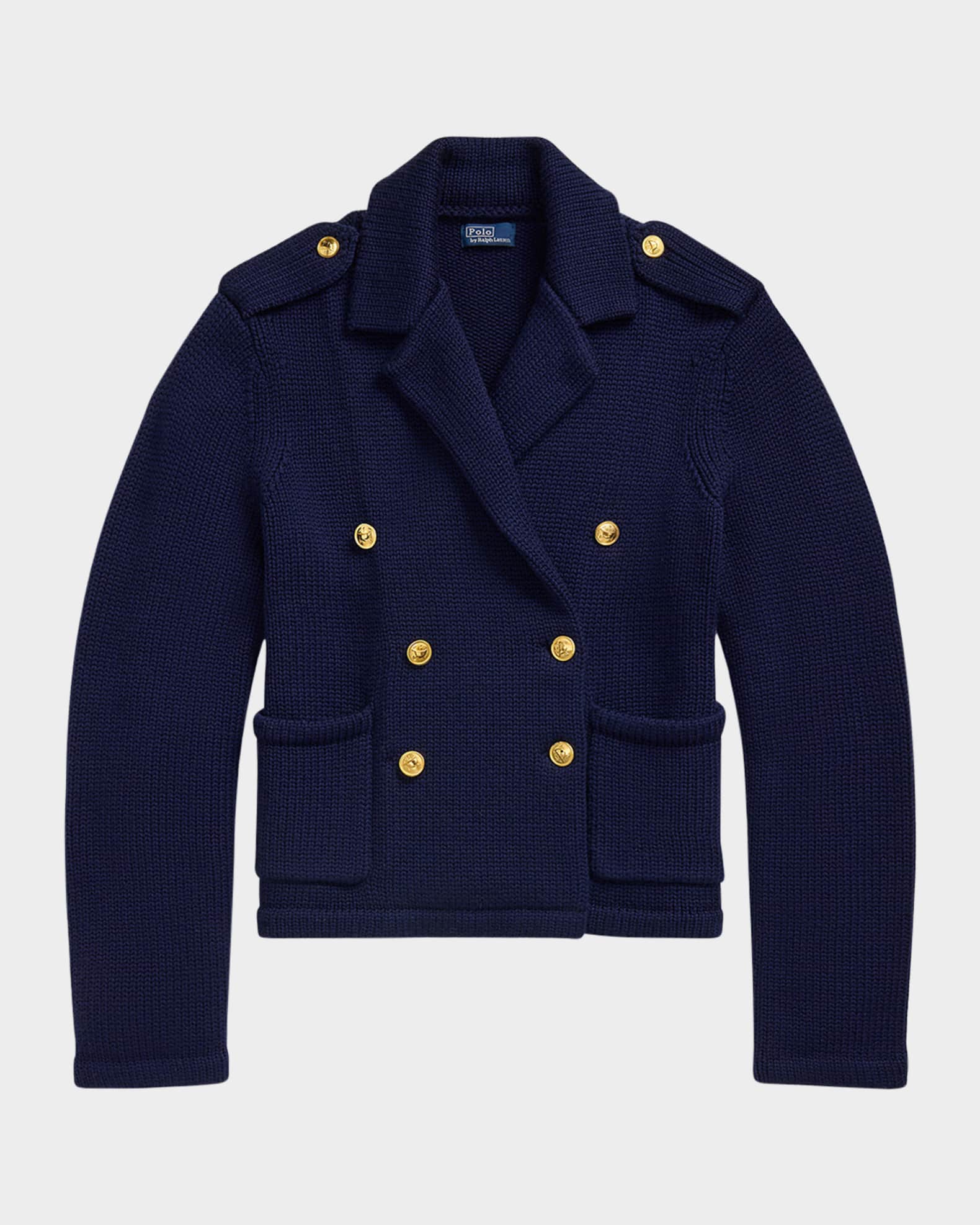 ジャケット POLO RALPH LAUREN Double-breasted wool blazer Blue 211952717 Polo Ralph Lauren Double-Breasted Wool Sweater Blazer