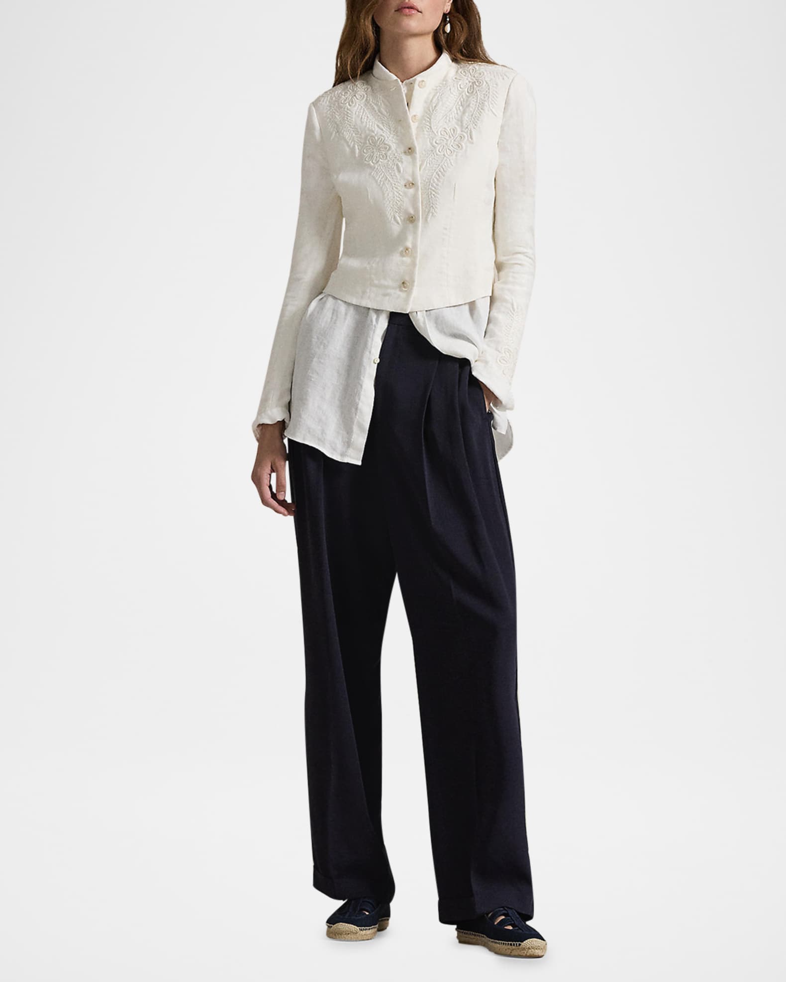 【感謝価格】 Linen Floral-Embroidered Lauren Ralph Polo Jacket Neiman | ジャケット・アウター