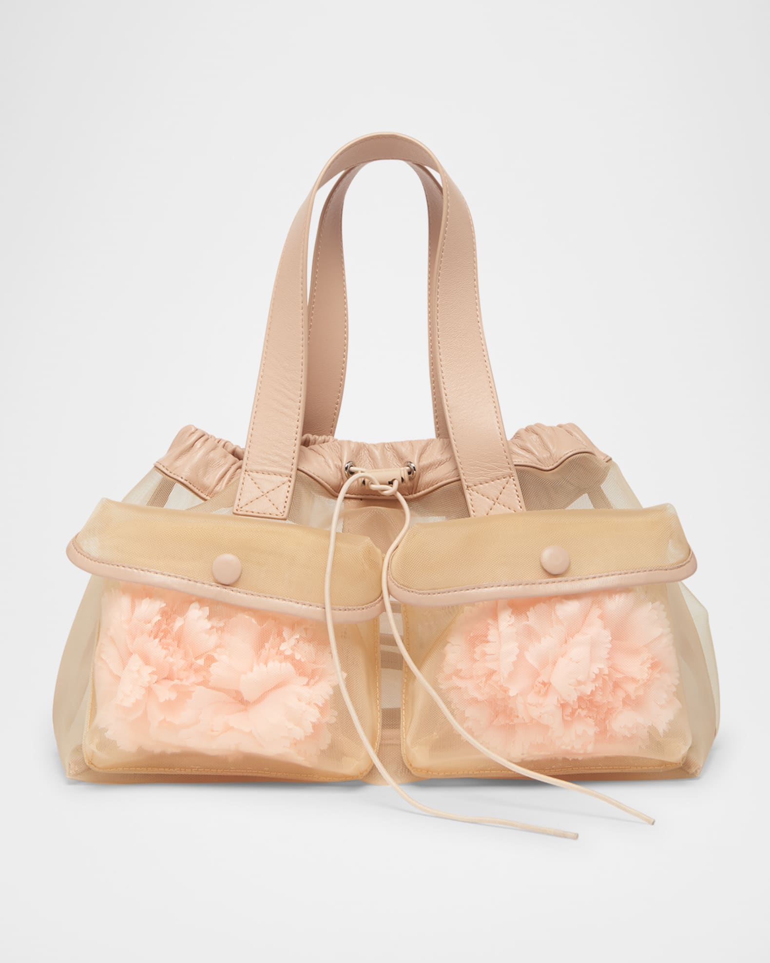 海外個人輸入 Simone Rocha Top Drawstring Carnation Stuffed Sheer Mini バッグ