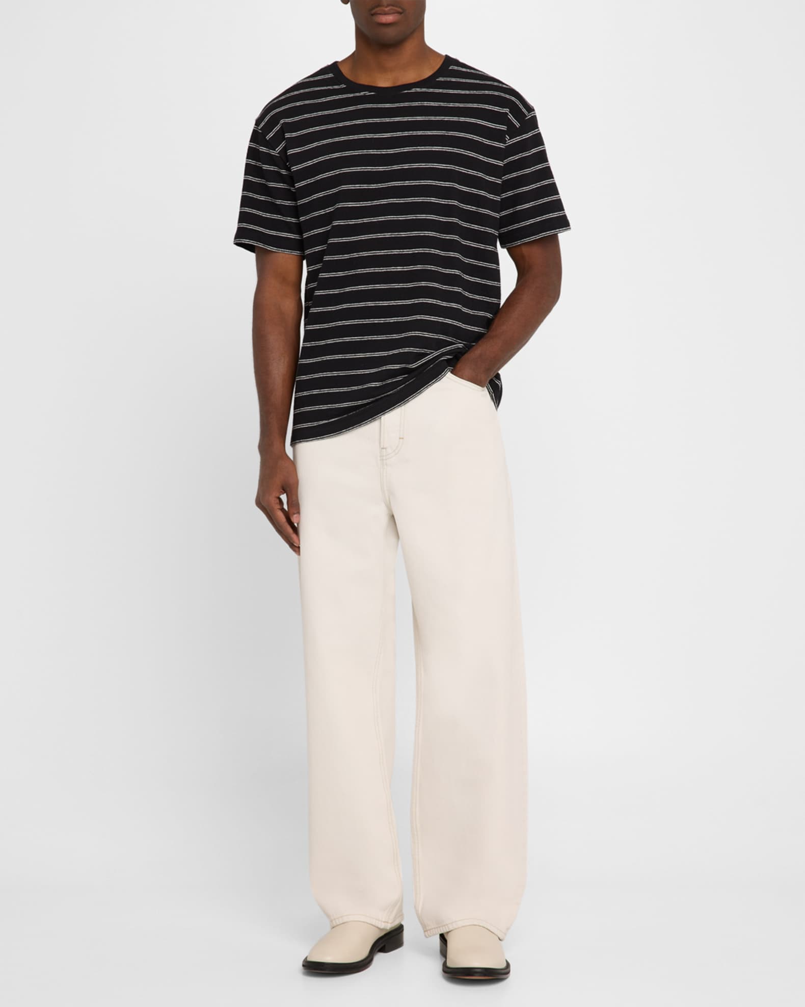 Men's Cotton Stripe Crewneck T-Shirt 1