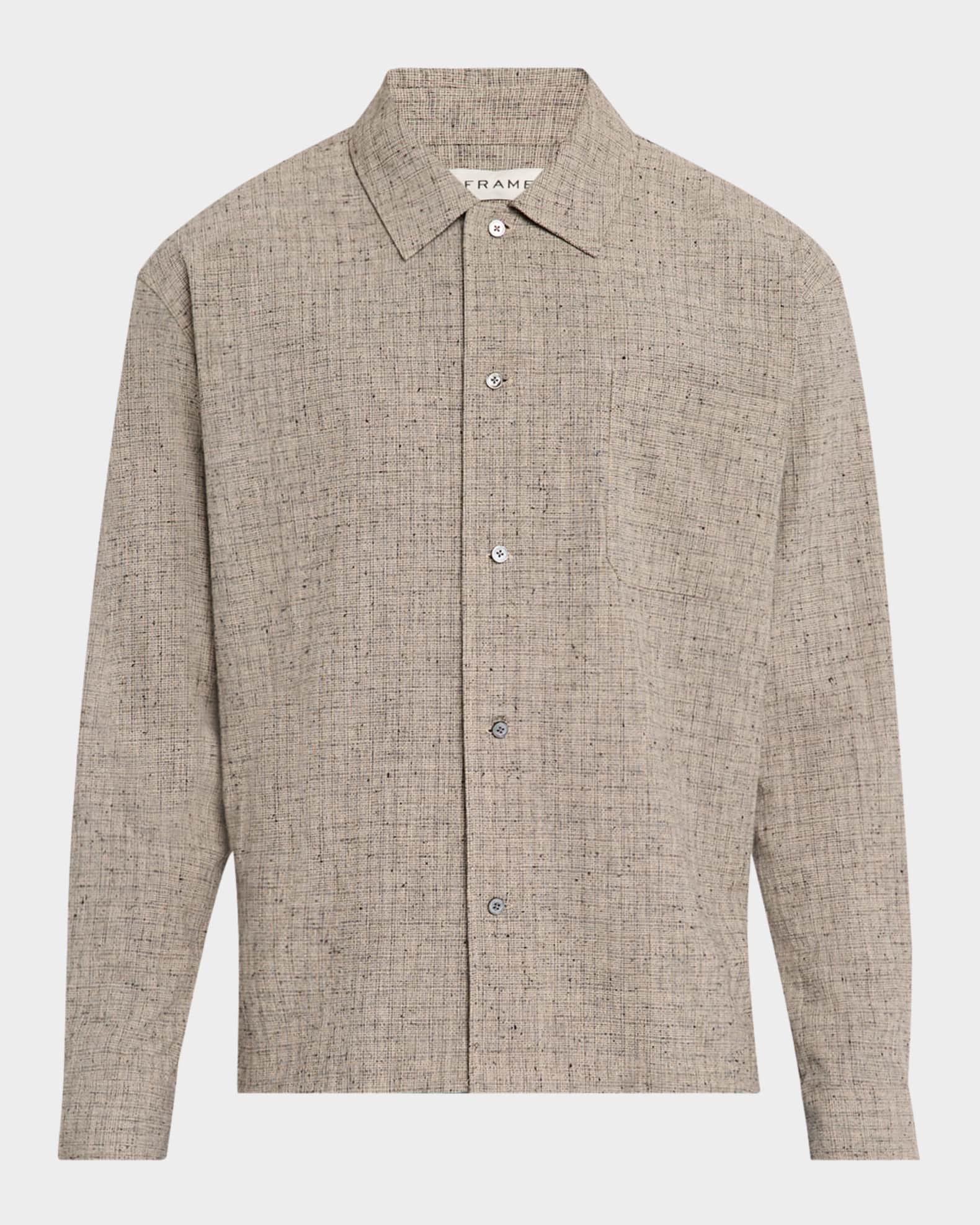 Men's Cotton and Linen Casual Button-Down Shirt 0
