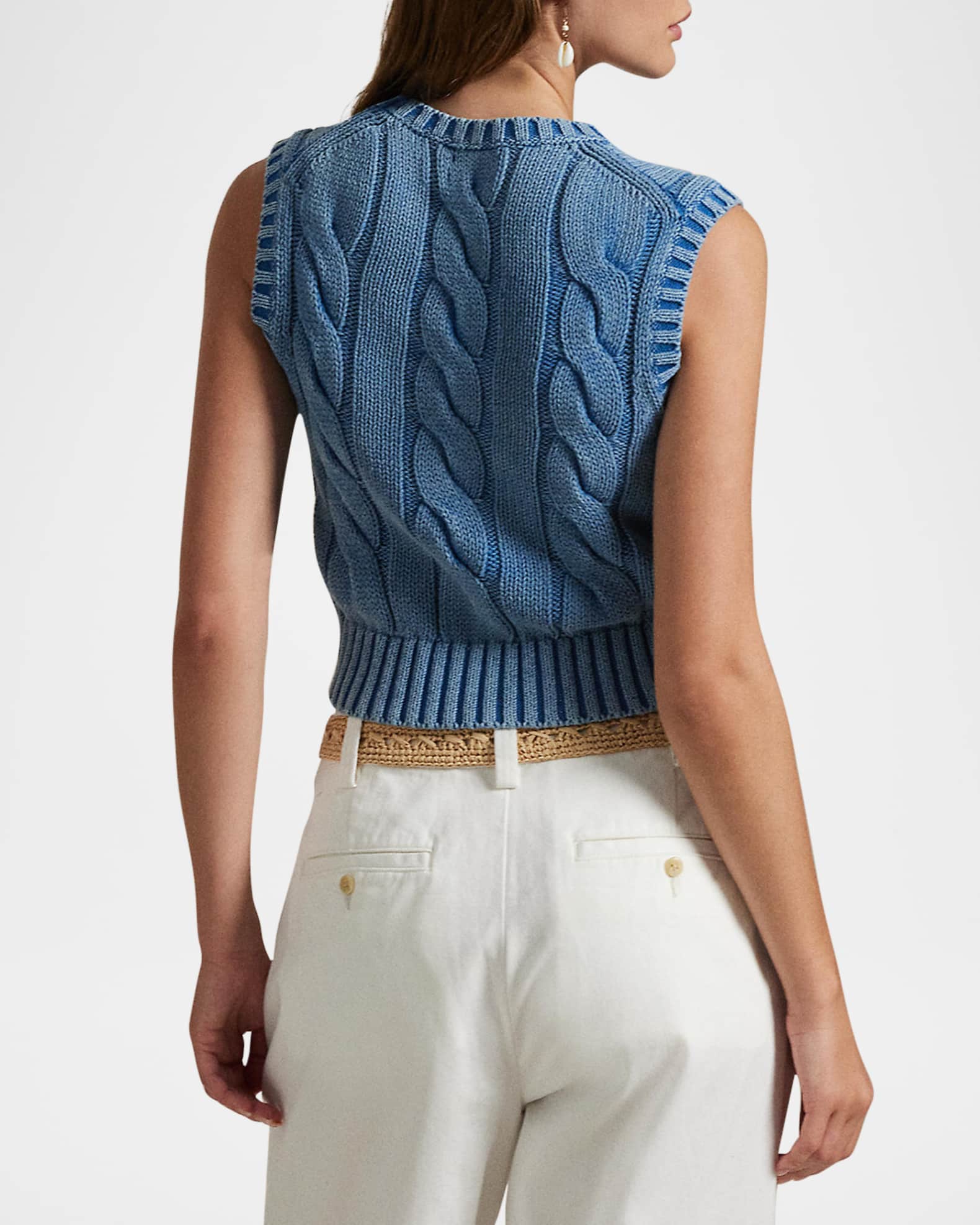 Polo Ralph Lauren Cable-Knit Cotton Cropped Sweater Vest