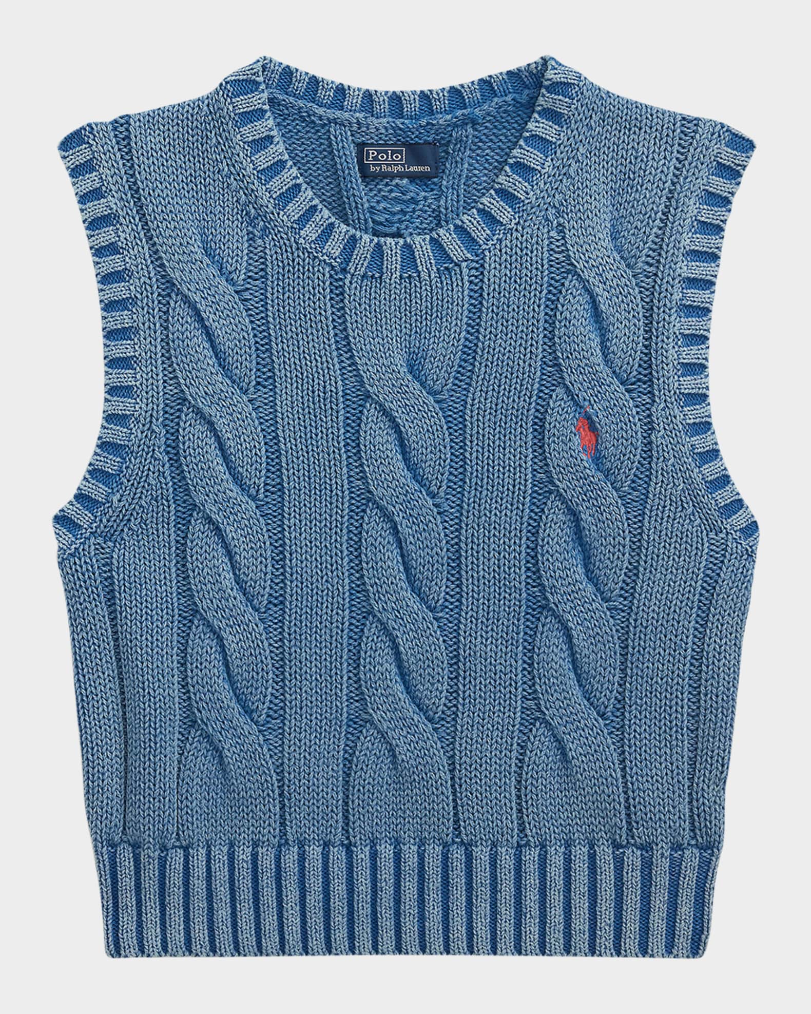 Polo Ralph Lauren Cable-Knit Cotton Cropped Sweater Vest Polo Ralph Lauren Cable-Knit Cotton Cropped Sweater Vest