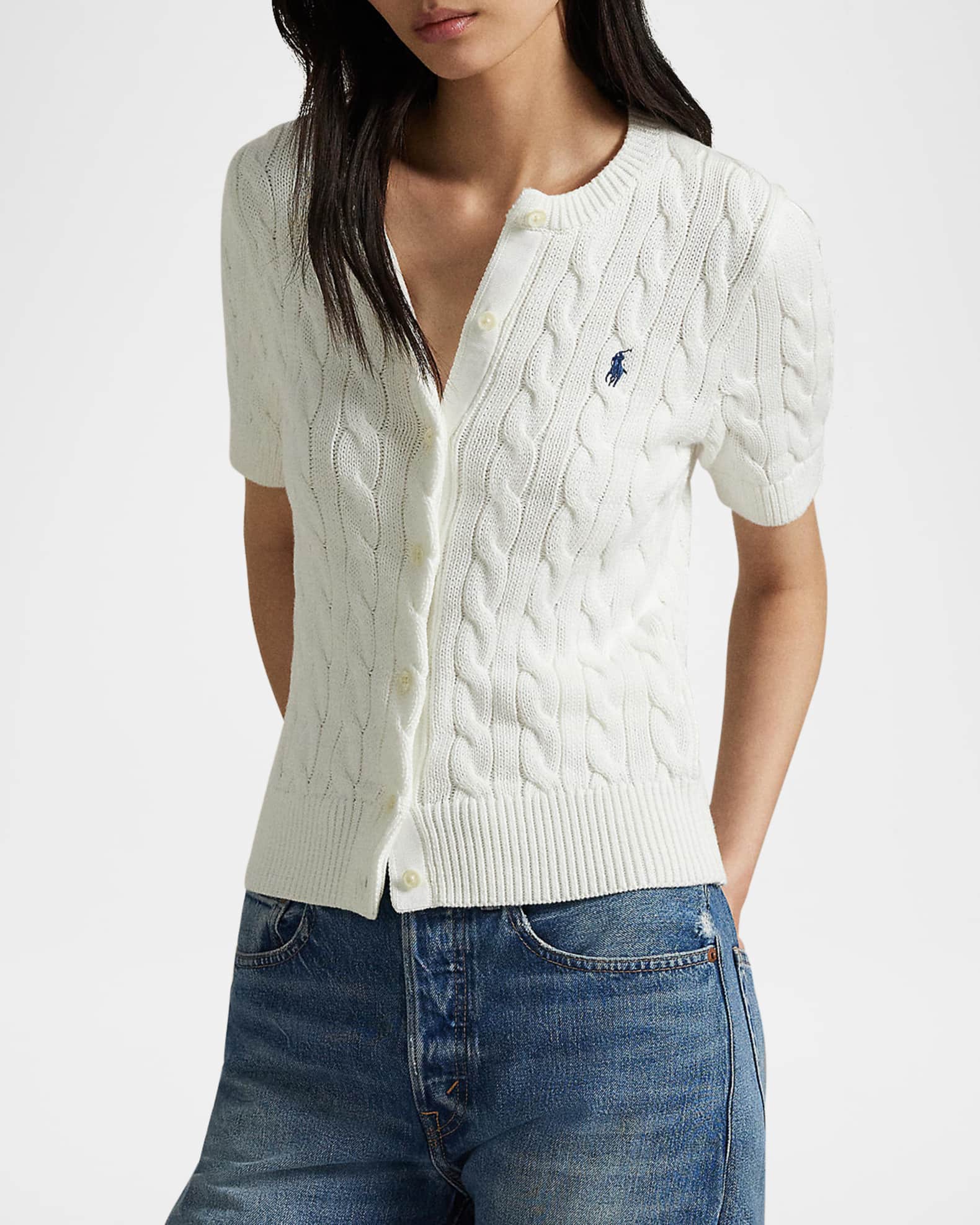 Polo Ralph Lauren Cable-Knit Cotton Short-Sleeve Cardigan