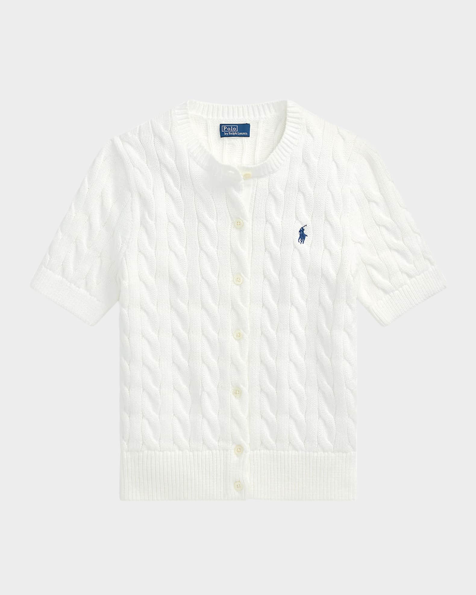 Polo Ralph Lauren Cable-Knit Cotton Short-Sleeve Cardigan | Neiman