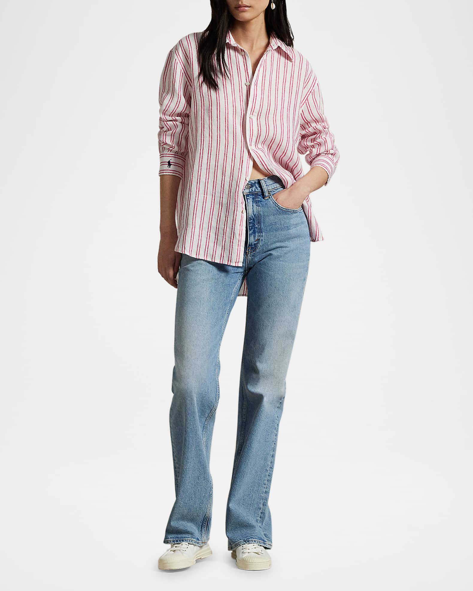Oversized Fit Striped Linen Shirt 1