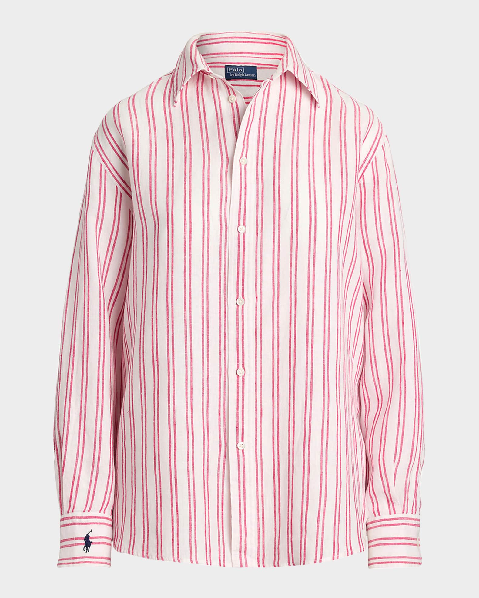 Oversized Fit Striped Linen Shirt 0