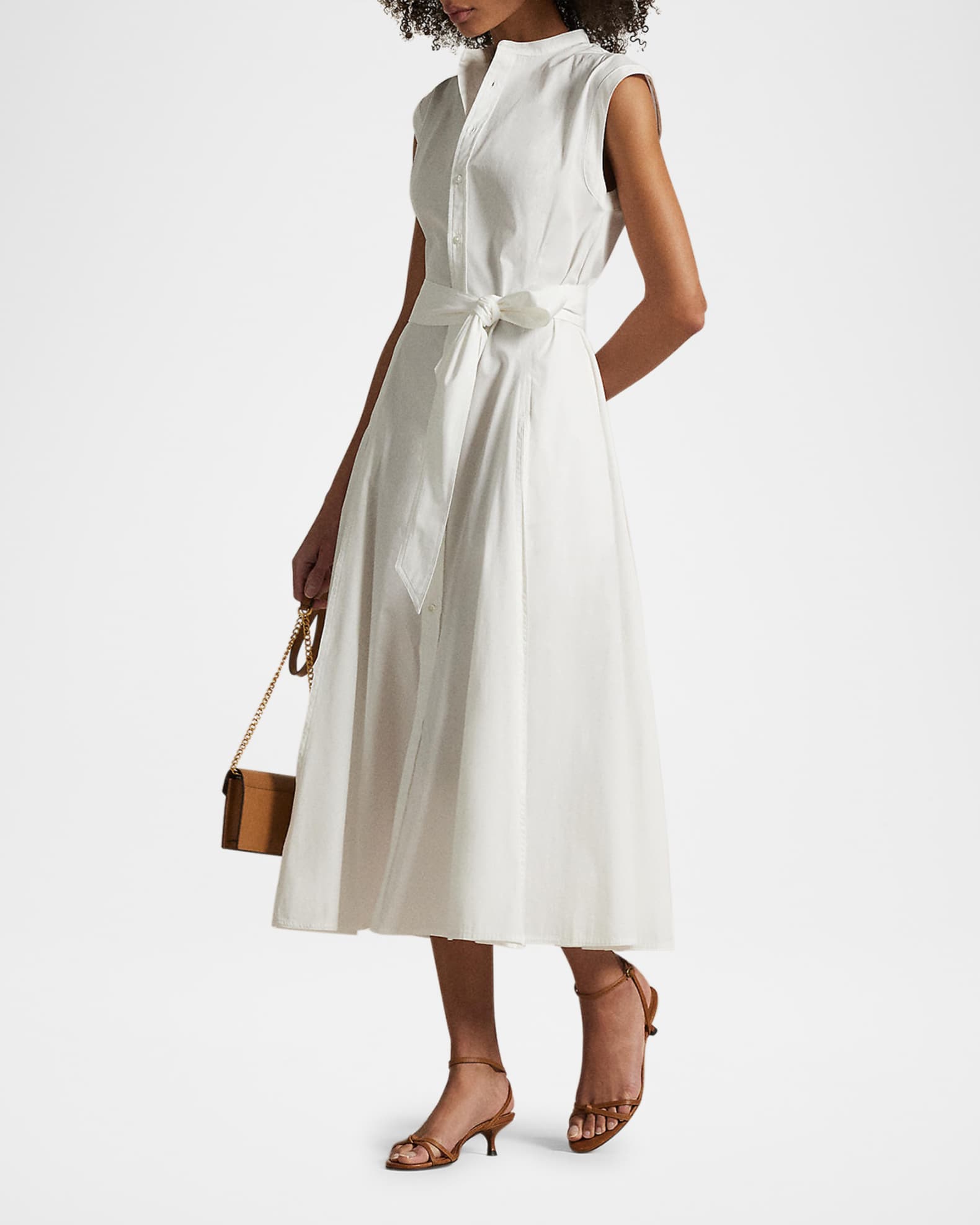 Belted Cotton Sleeveless A-Line Dress 1