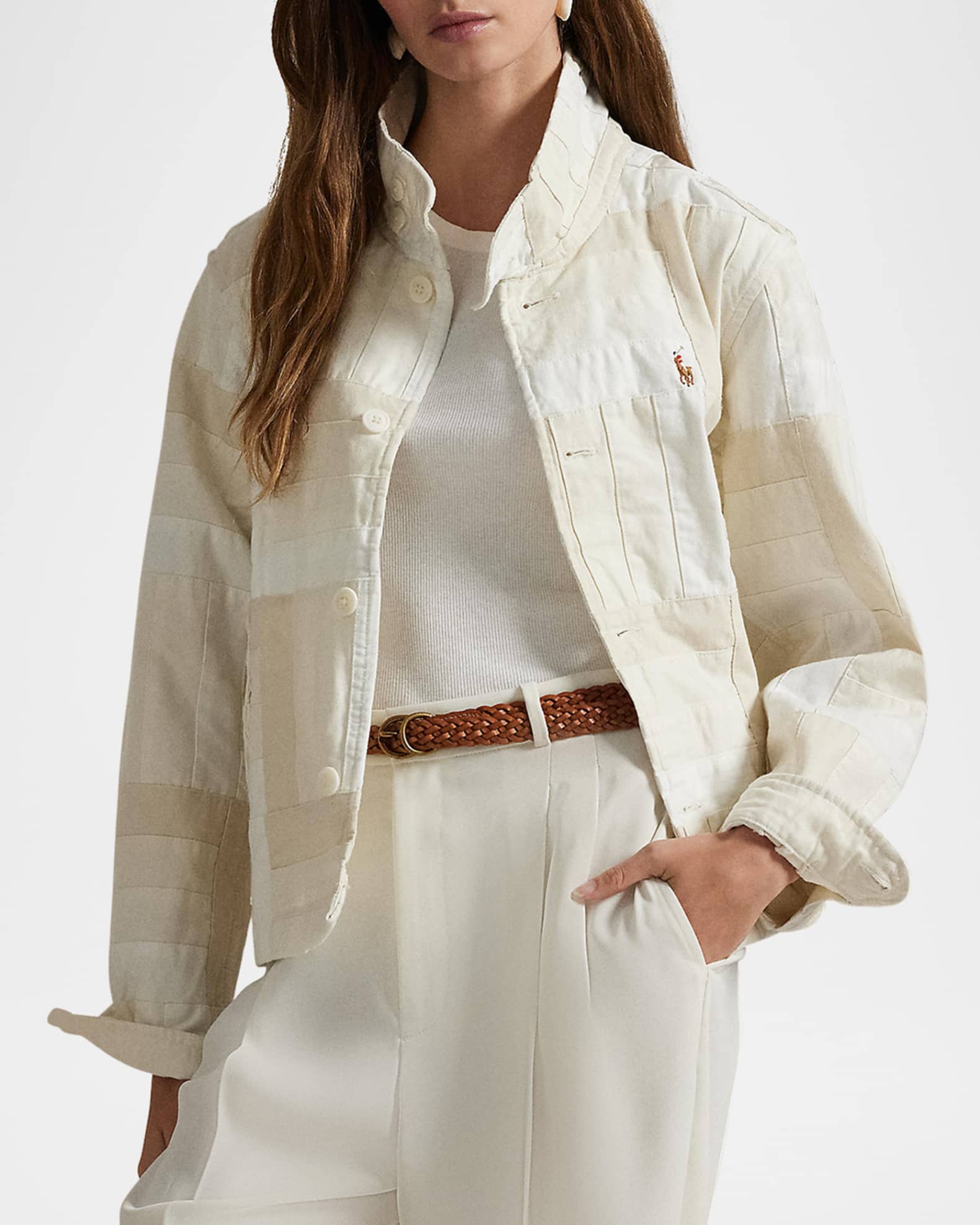 ラルフローレン★Patchwork Mockneck Jacket Polo Ralph Lauren Patchwork Mock-Neck Jacket | Neiman Marcus