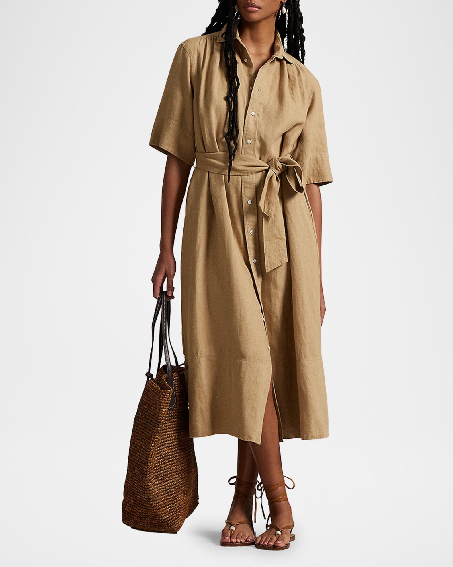 Belted Linen Shirtdress 1