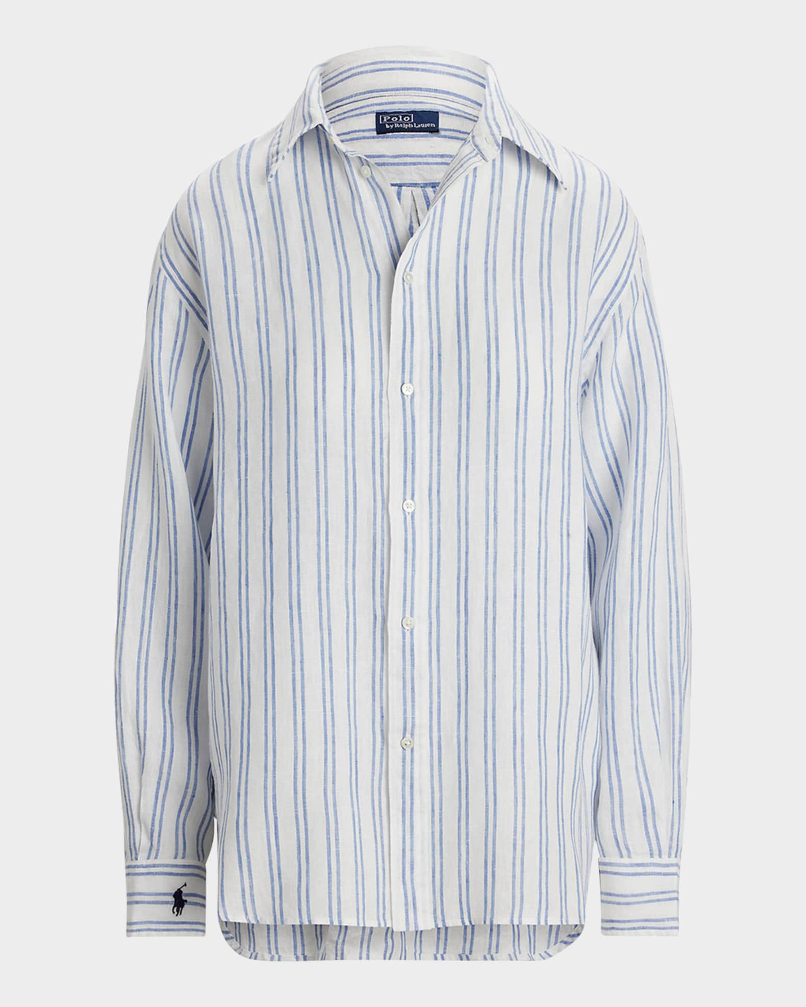 Oversize Fit Striped Linen Shirt 0