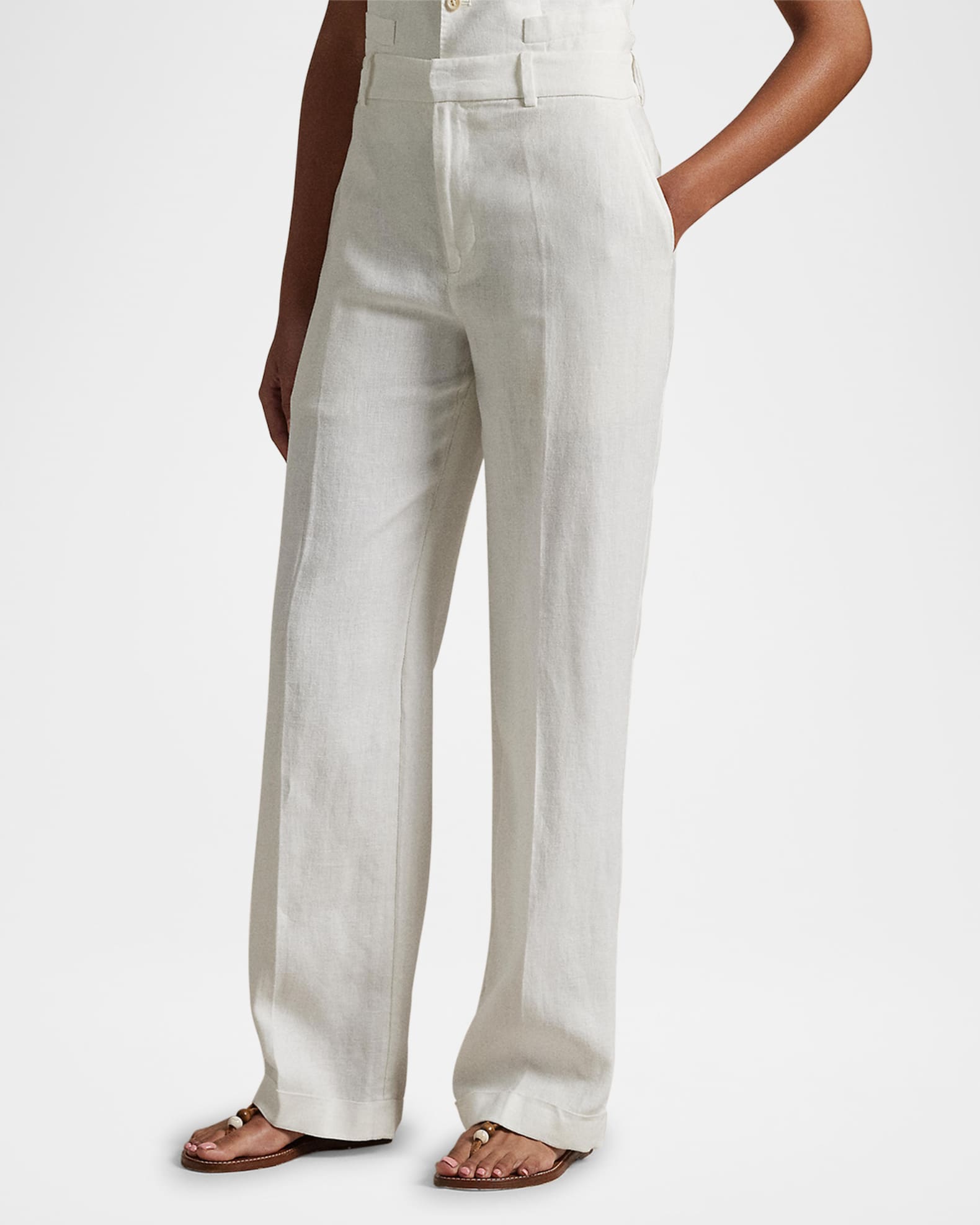 Polo Ralph Lauren Linen Relaxed Straight Pants | Neiman Marcus