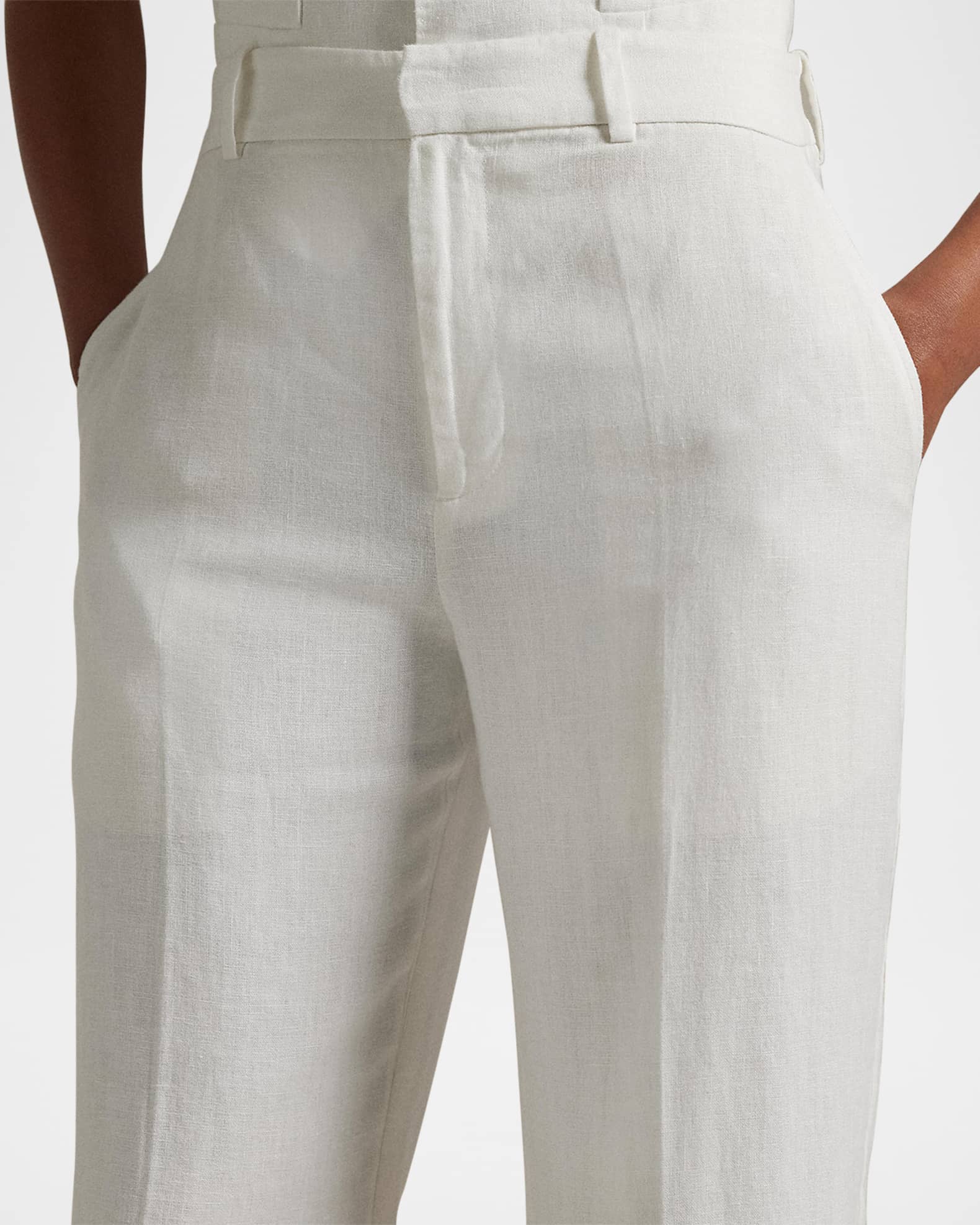 パンツ RALPH LAUREN Women Straight Pants 211943009 001 WHITE Polo Ralph Lauren Linen Relaxed Straight Pants | Neiman Marcus