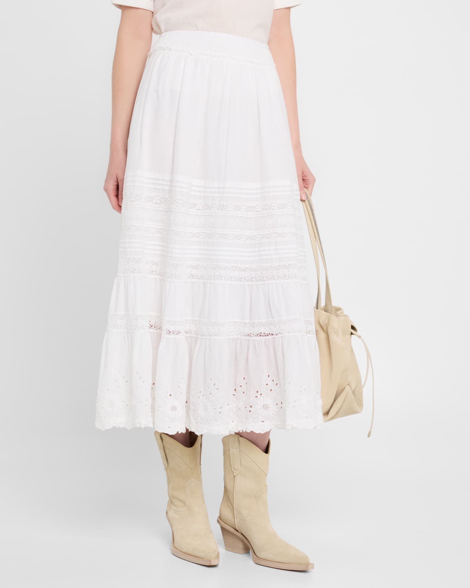 Polo Ralph Lauren Lace-Trim Cotton Voile Skirt | Neiman Marcus