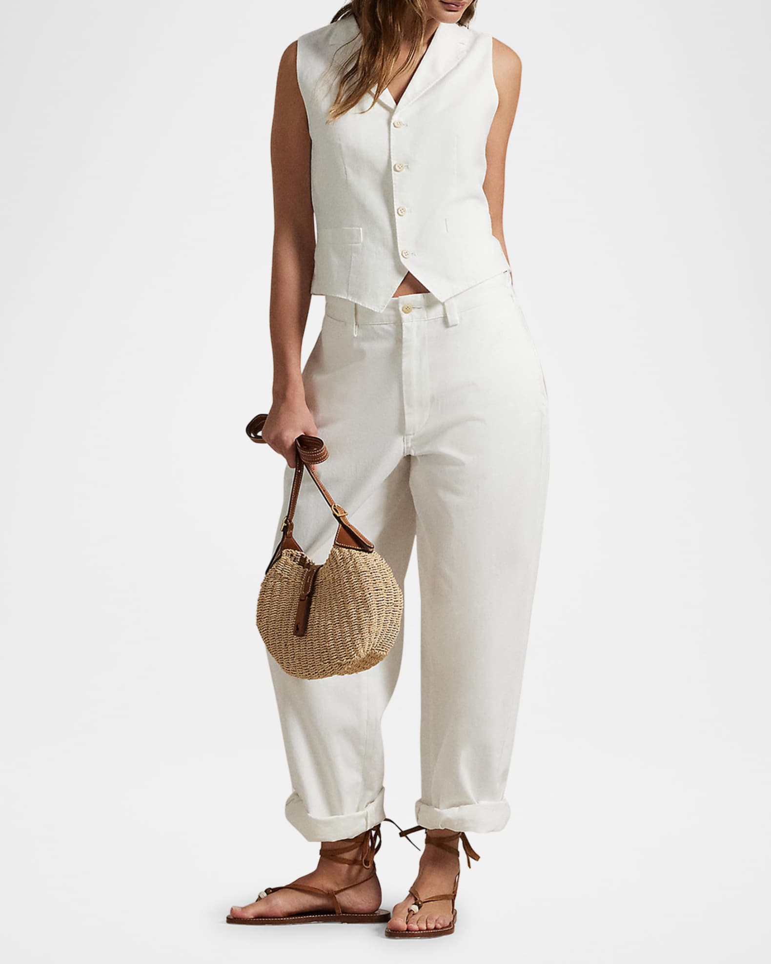 Cropped Linen & Cotton Vest 1