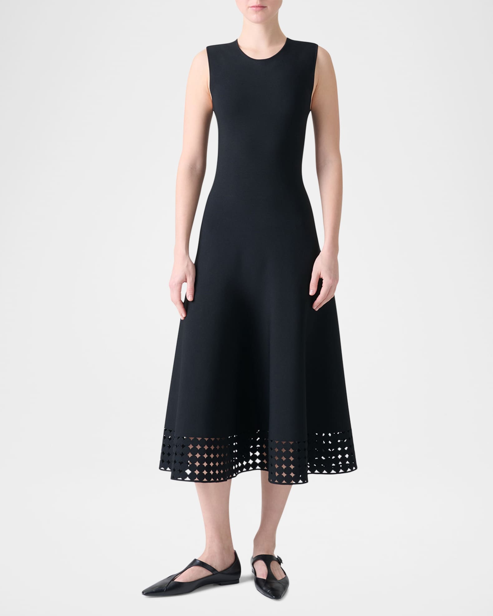 Dot Lace-Hem Sleeveless Midi Dress 1
